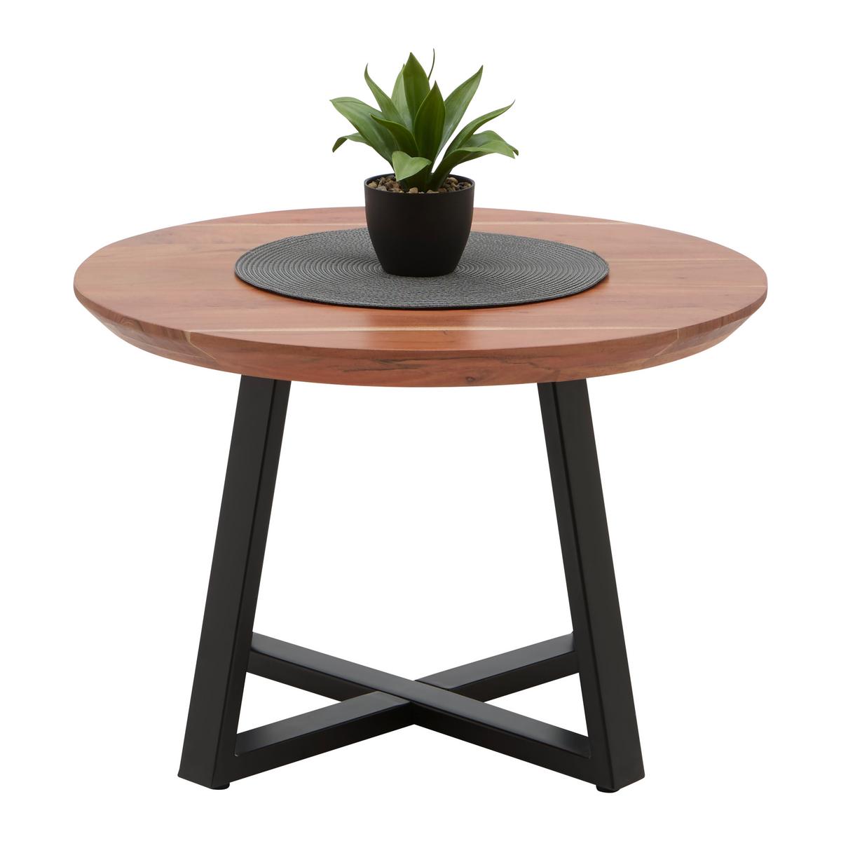 Konferenční stolek Safaga, dřevo/kov - černá/přírodní barvy, Natur, kov/dřevo (70/70/45cm) - Zandiara