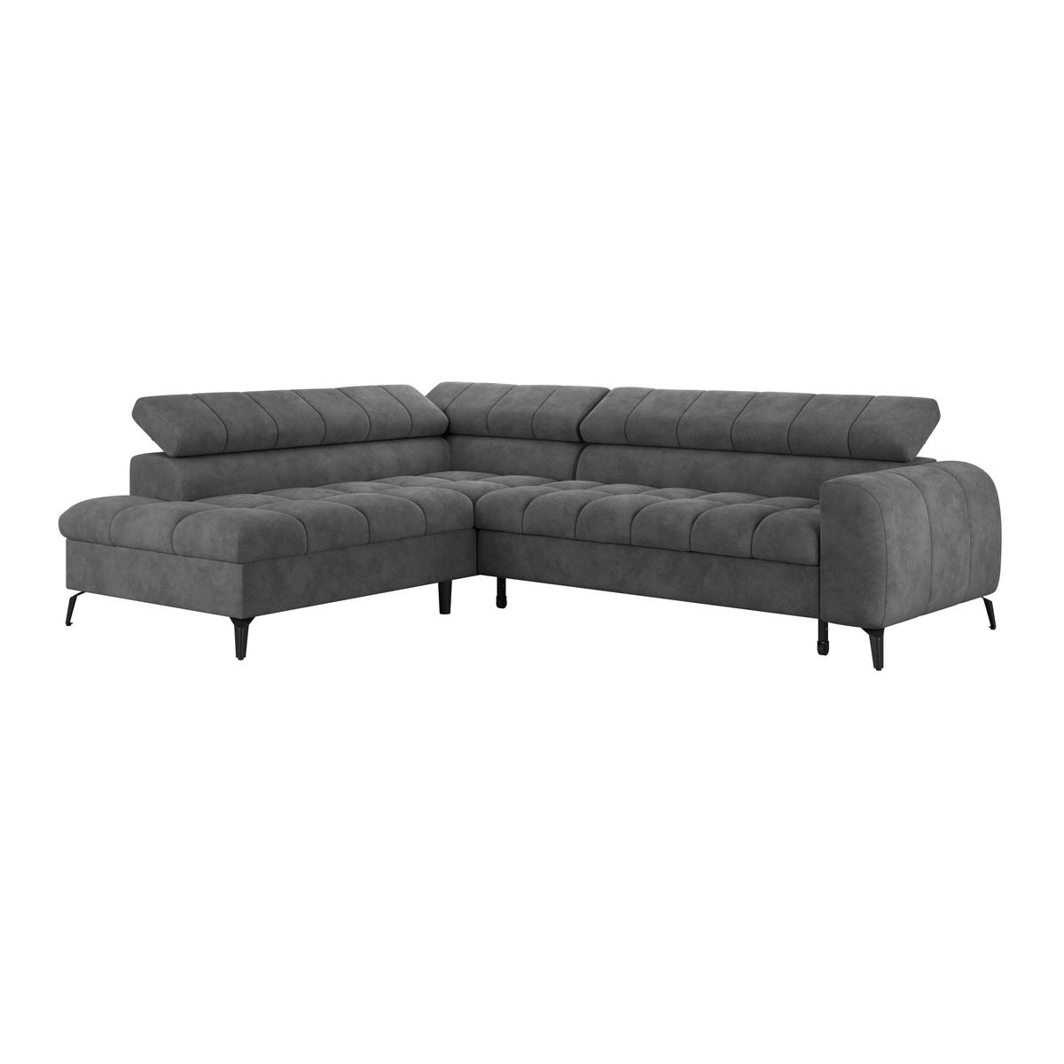 Ecksofa Volk Links New Dunkelgrau, S: 203x261 cm - Dunkelgrau/Schwarz, Trend, Kunststoff/Textil (203/261cm)