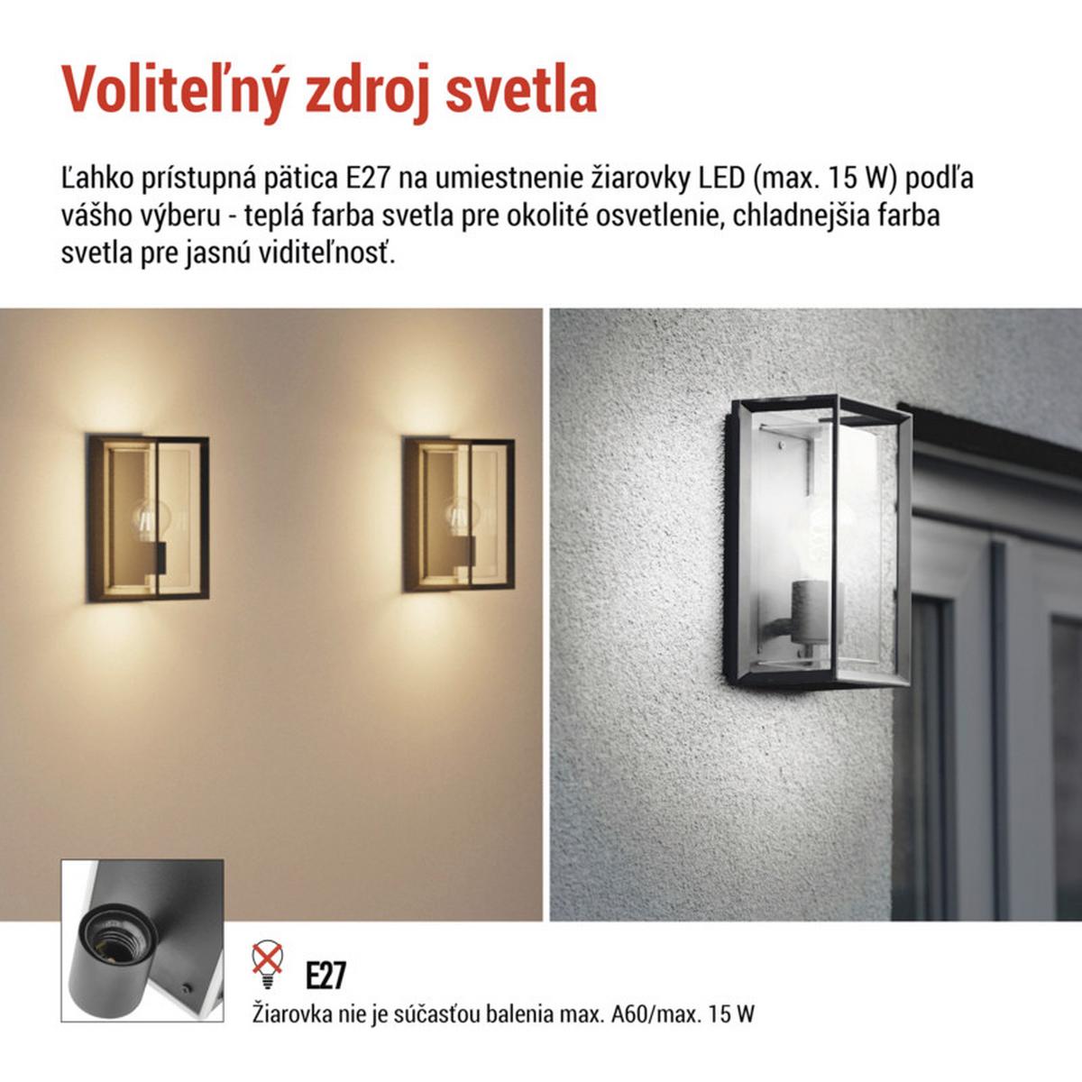VONKAJŠIE LED SVIETIDLO MALVA - čierna, Modern, kov/plast