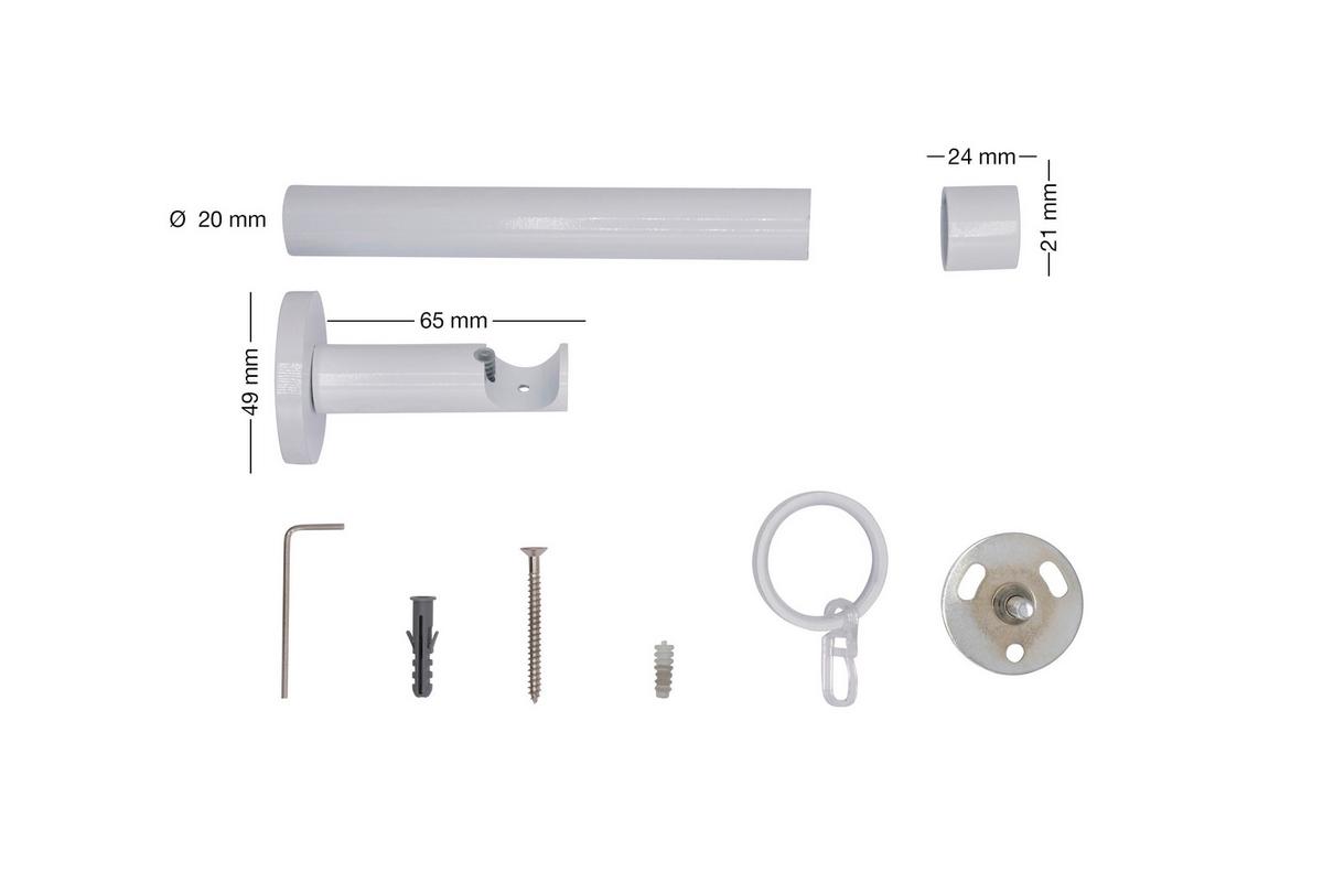 Rundstangengarnitur Weiß L: 250 cm - Weiß, Basics, Metall (250cm)