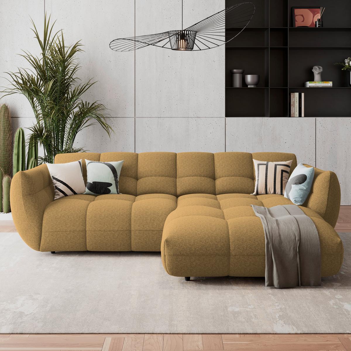 Ecksofa Panda Chenille gold, 280x178cm - Goldfarben/Schwarz, Trend, Textil (280/178cm)