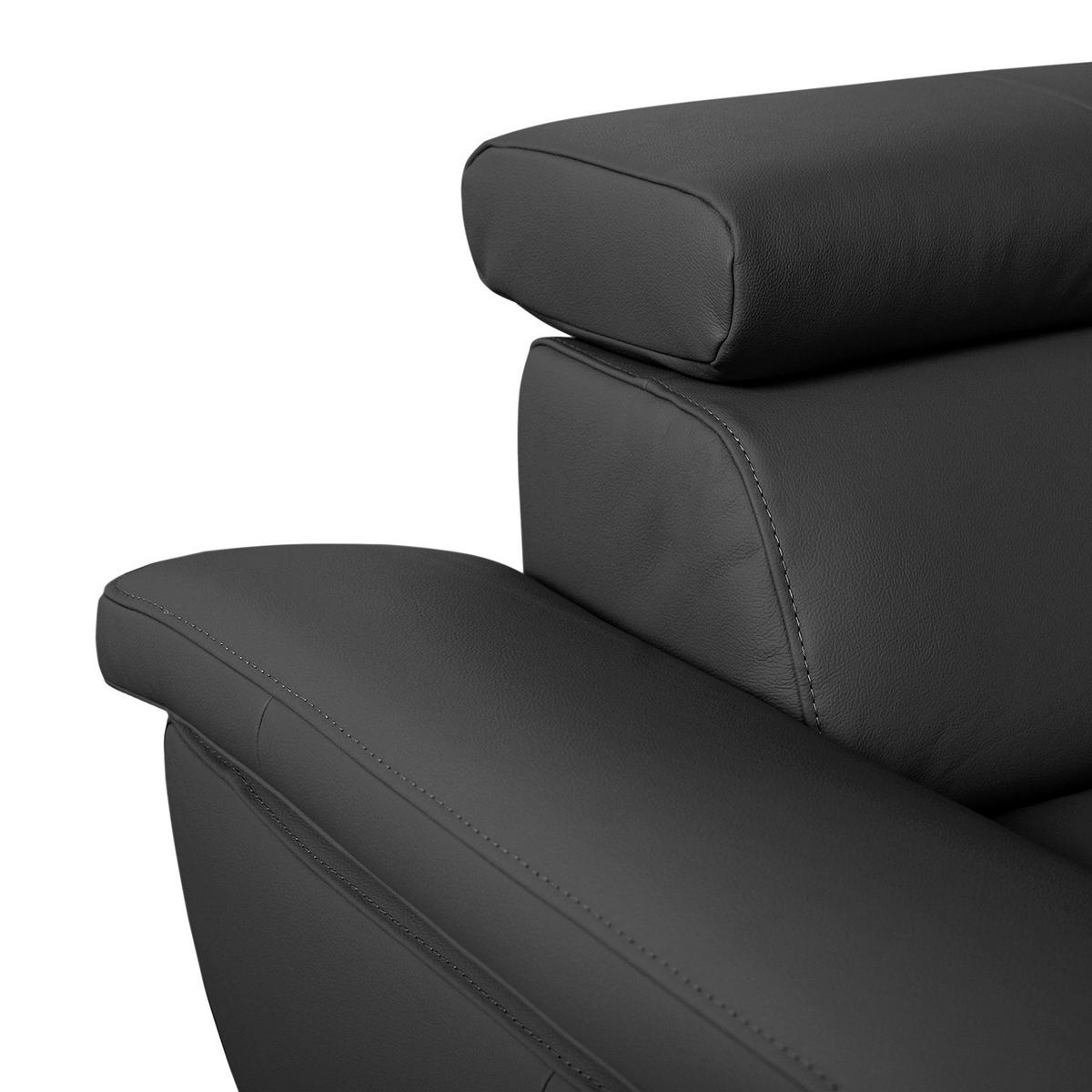 Ecksofa Lugano Teilleder Schwarz 248x208 - Chromfarben/Schwarz, Design, Leder/Textil (248/208cm) - Livetastic