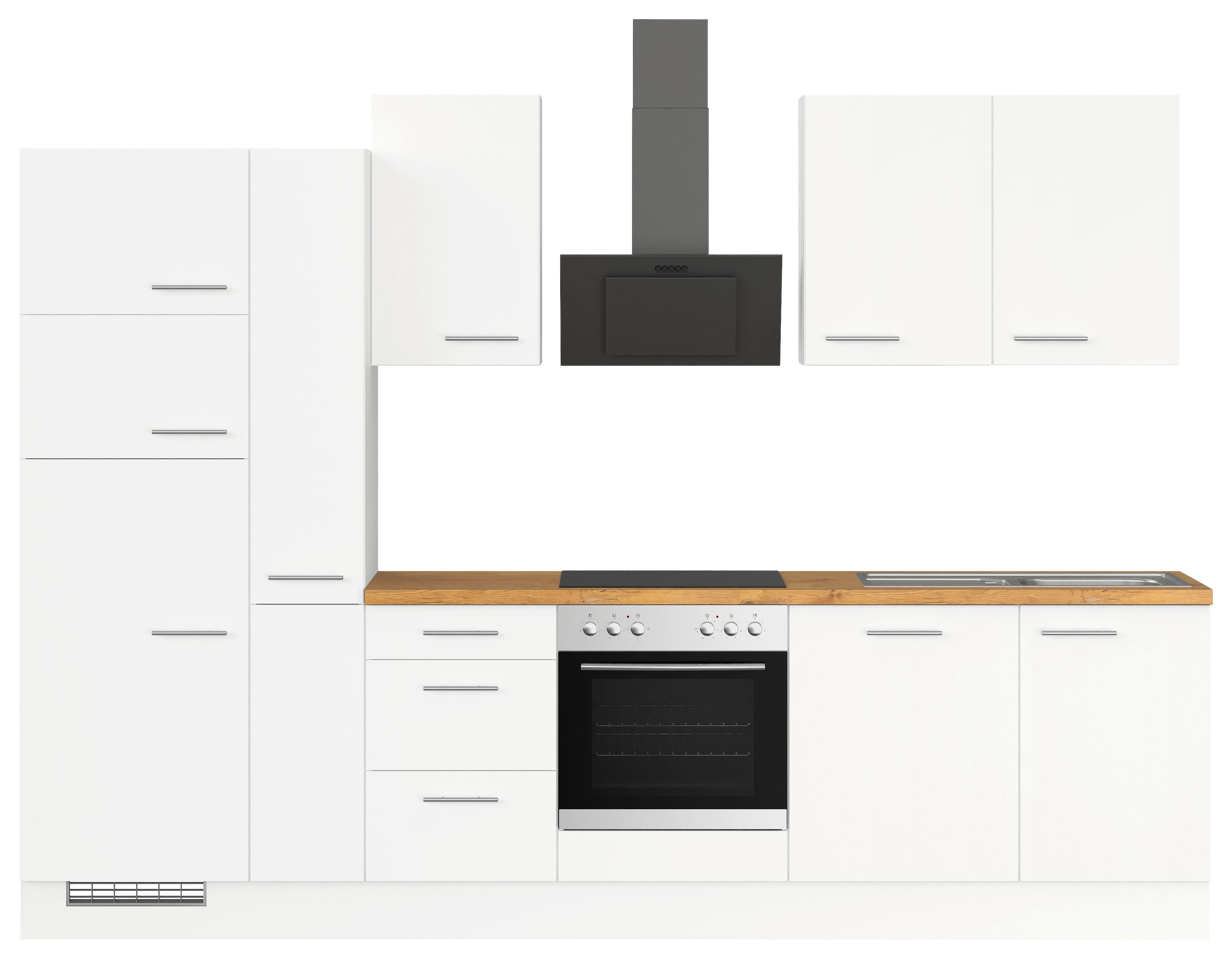 Küchenblock Ip120 Weiß B: 310 cm - Eichefarben/Weiß, Trend, Holzwerkstoff (310cm) - Impuls