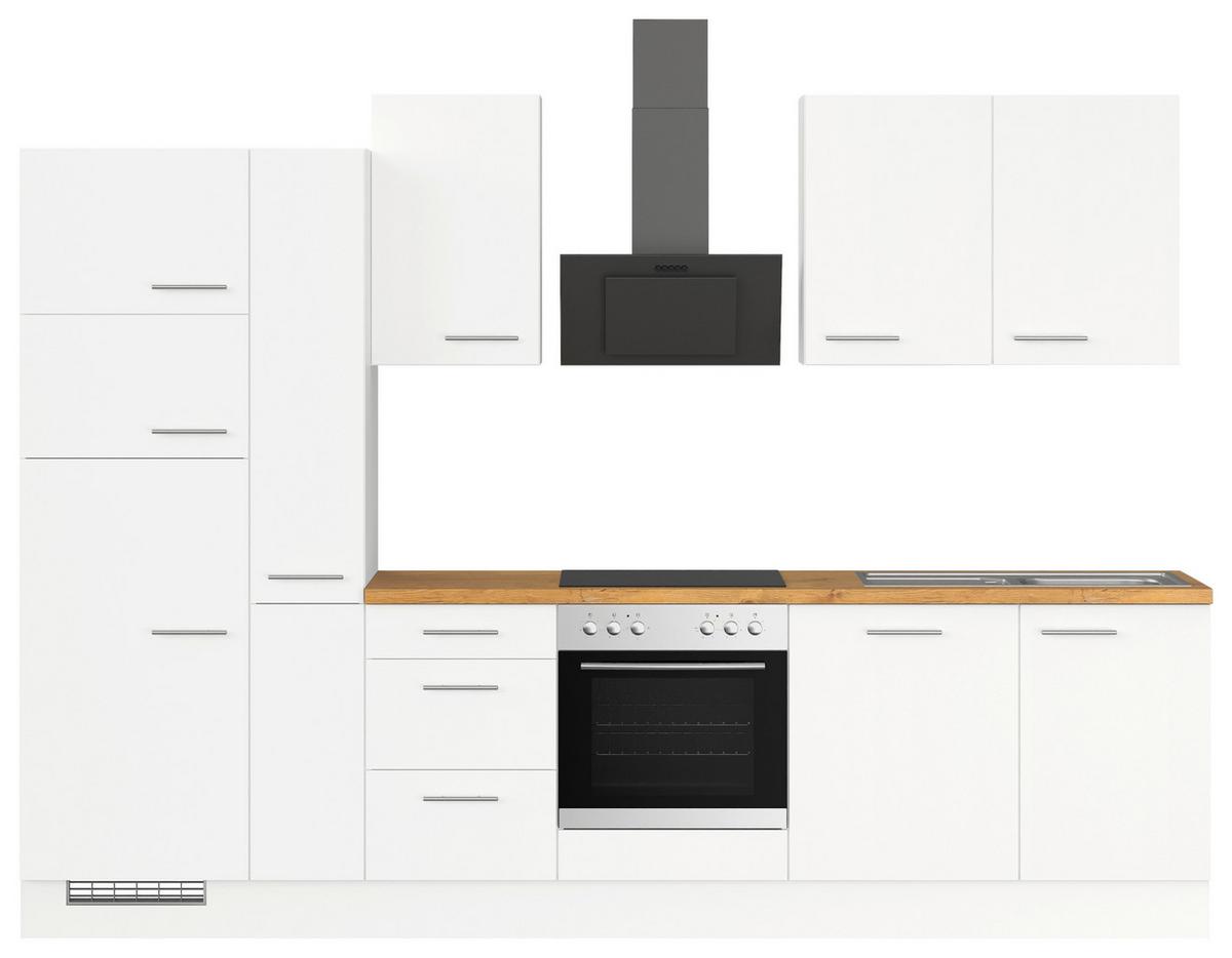 Küchenblock Ip120 Weiß B: 310 cm - Eichefarben/Weiß, Trend, Holzwerkstoff (310cm) - Impuls