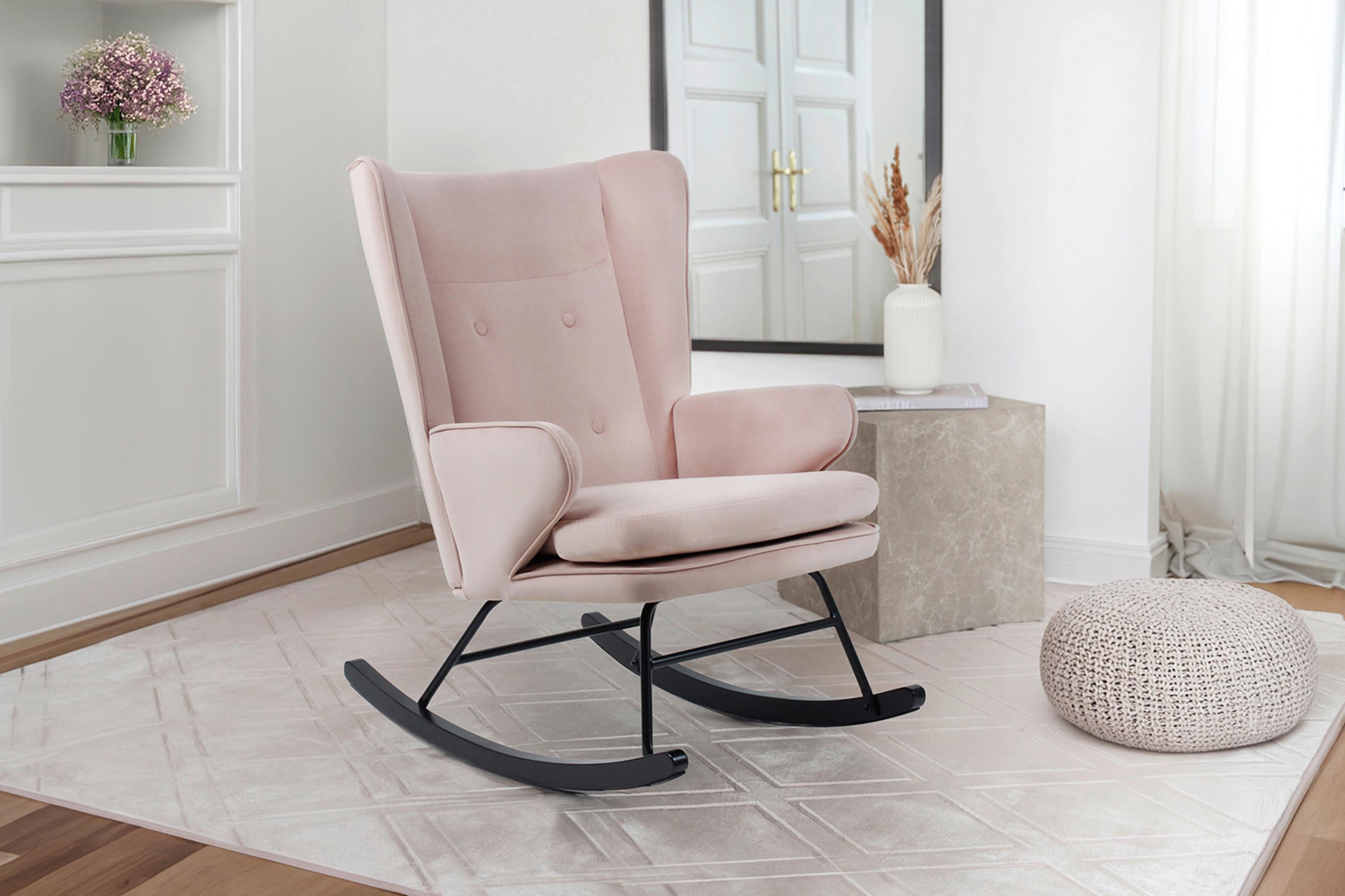 Hintaszék Melorie 125 - fáradt rózsaszín, Design, textil/fa (65/95/86cm) - Kayoom