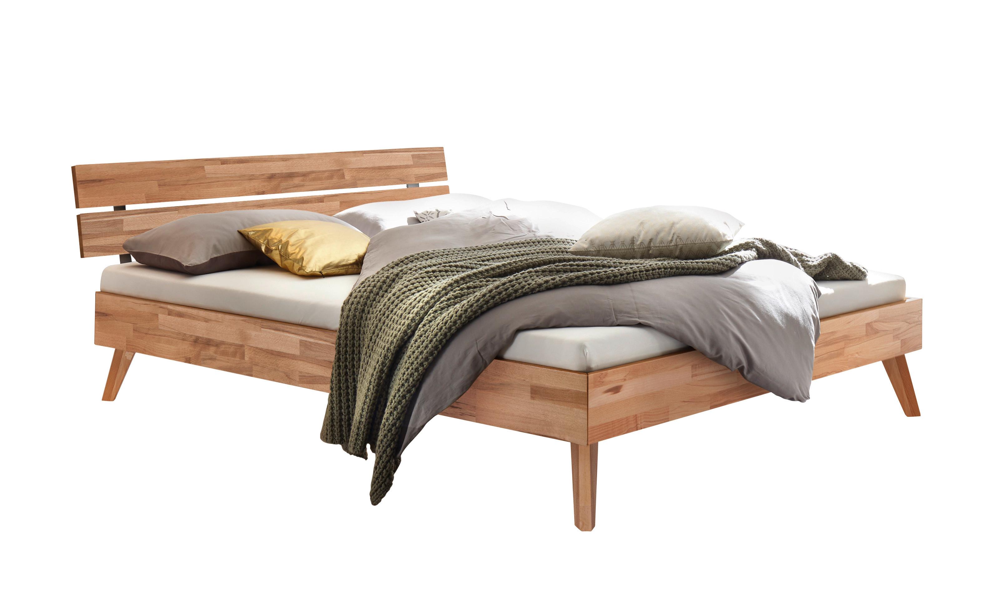 Bett Ortona Kernbuche 140x200 Cm - Buchefarben/Kernbuche, Design, Holz (140/200cm) - Hasena