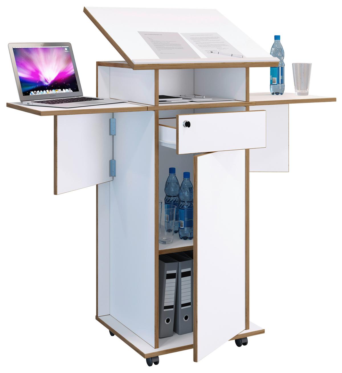 Stehpult Salia Weiß, Honigeiche B: 123 Cm - Honigeiche/Weiß, Design, Holzwerkstoff (123/128/44cm) - MID.YOU