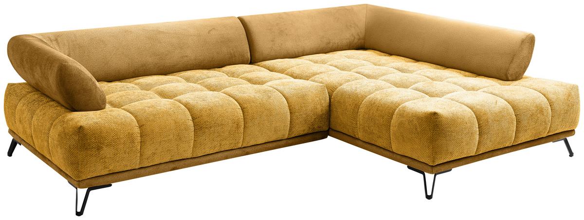 ECKSOFA LARGO N Currygelb S: 262x184cm - Currygelb/Schwarz, MODERN, Textil (262/184cm) - MID.YOU