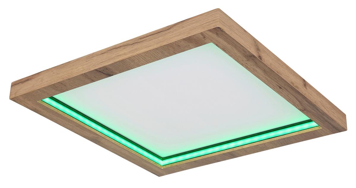 LED-Deckenleuchte 41374-24 - Dunkelbraun/Opal, Natur, Holzwerkstoff/Kunststoff (40/40/6,5cm) - Globo