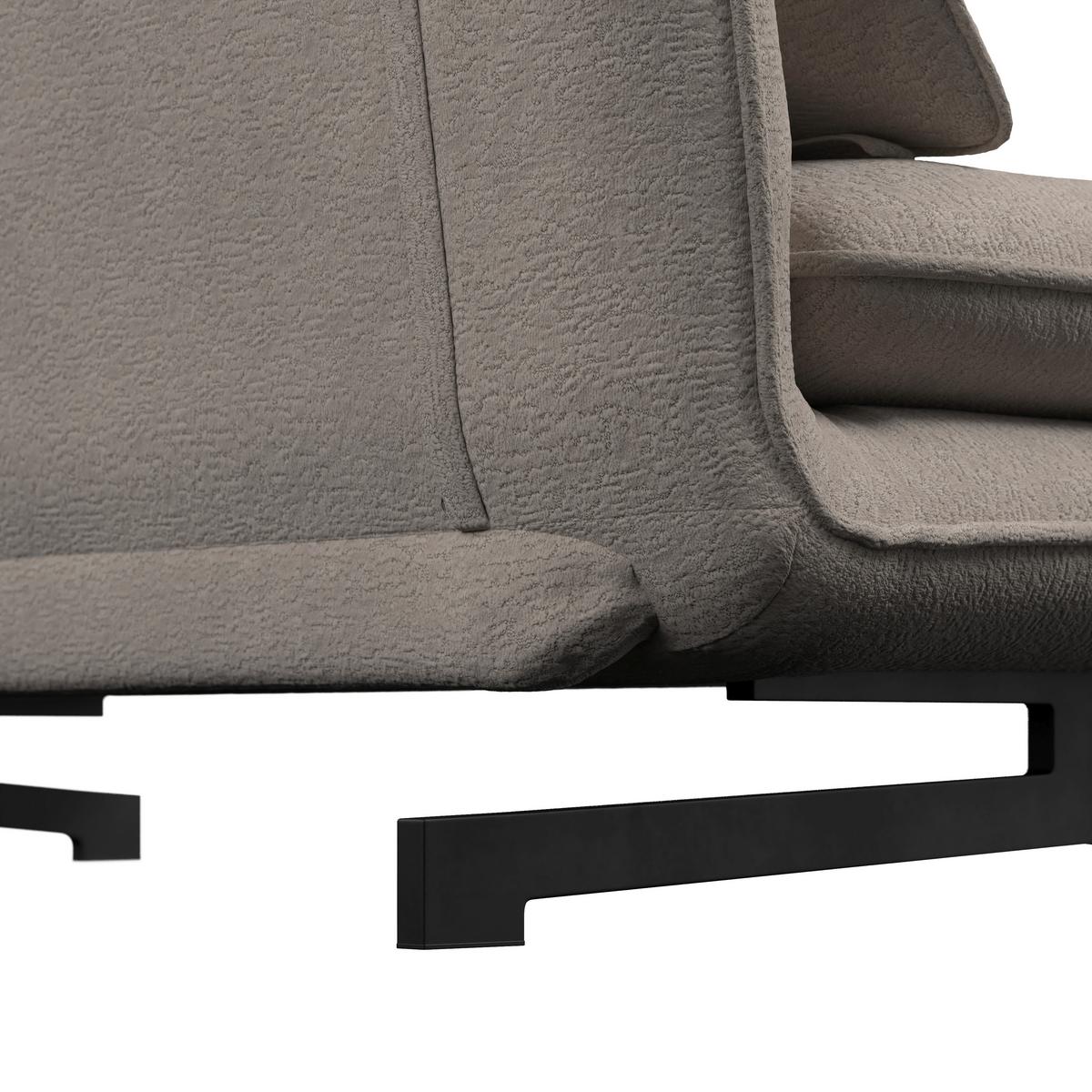 Rozkládací pohovka LUNA, béžové buklé, max.240 kg - černá/béžová, Moderní, kov/textil (142/62/40cm) - Bessagi Home