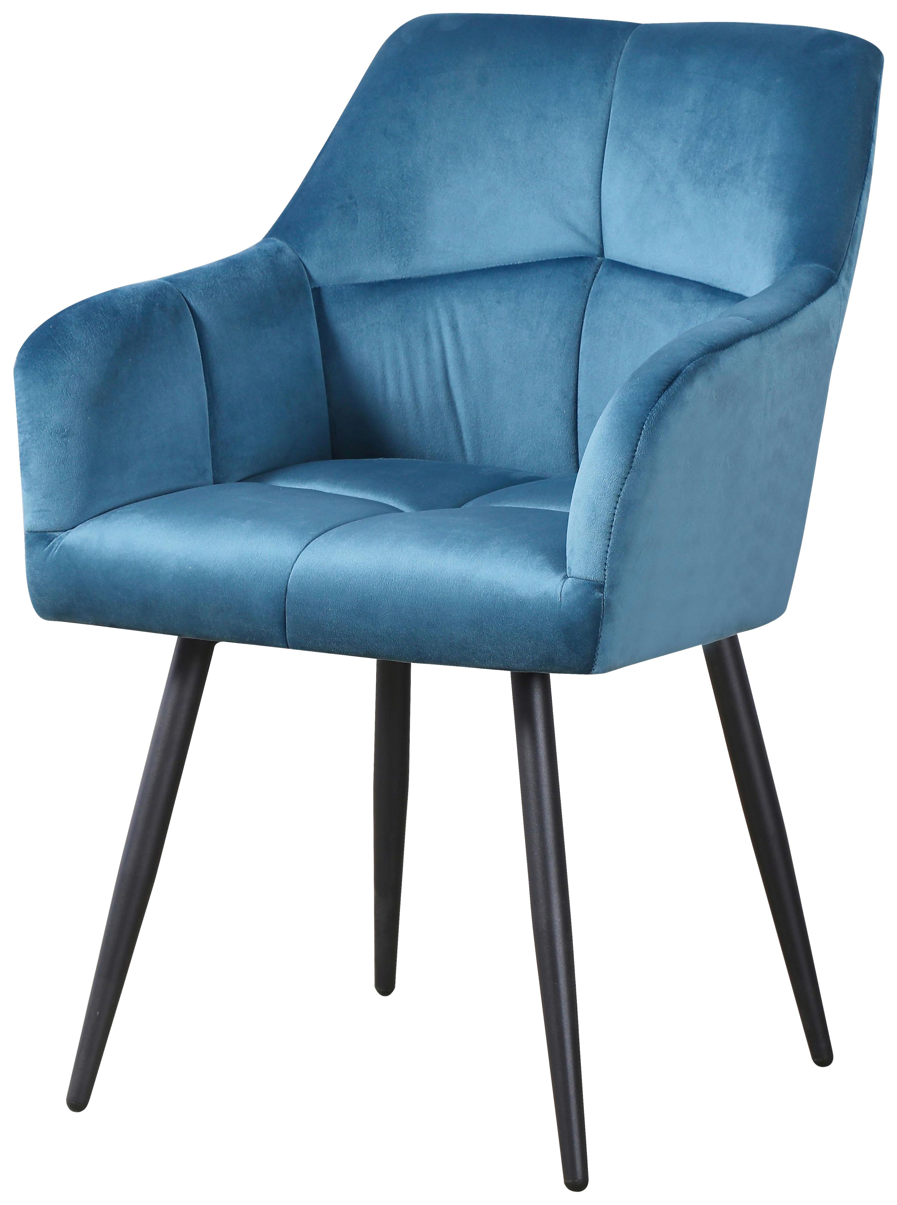 Čtyřnohá Židle Clair - modrá/černá, Moderní, kov/textil (60/86/62cm)