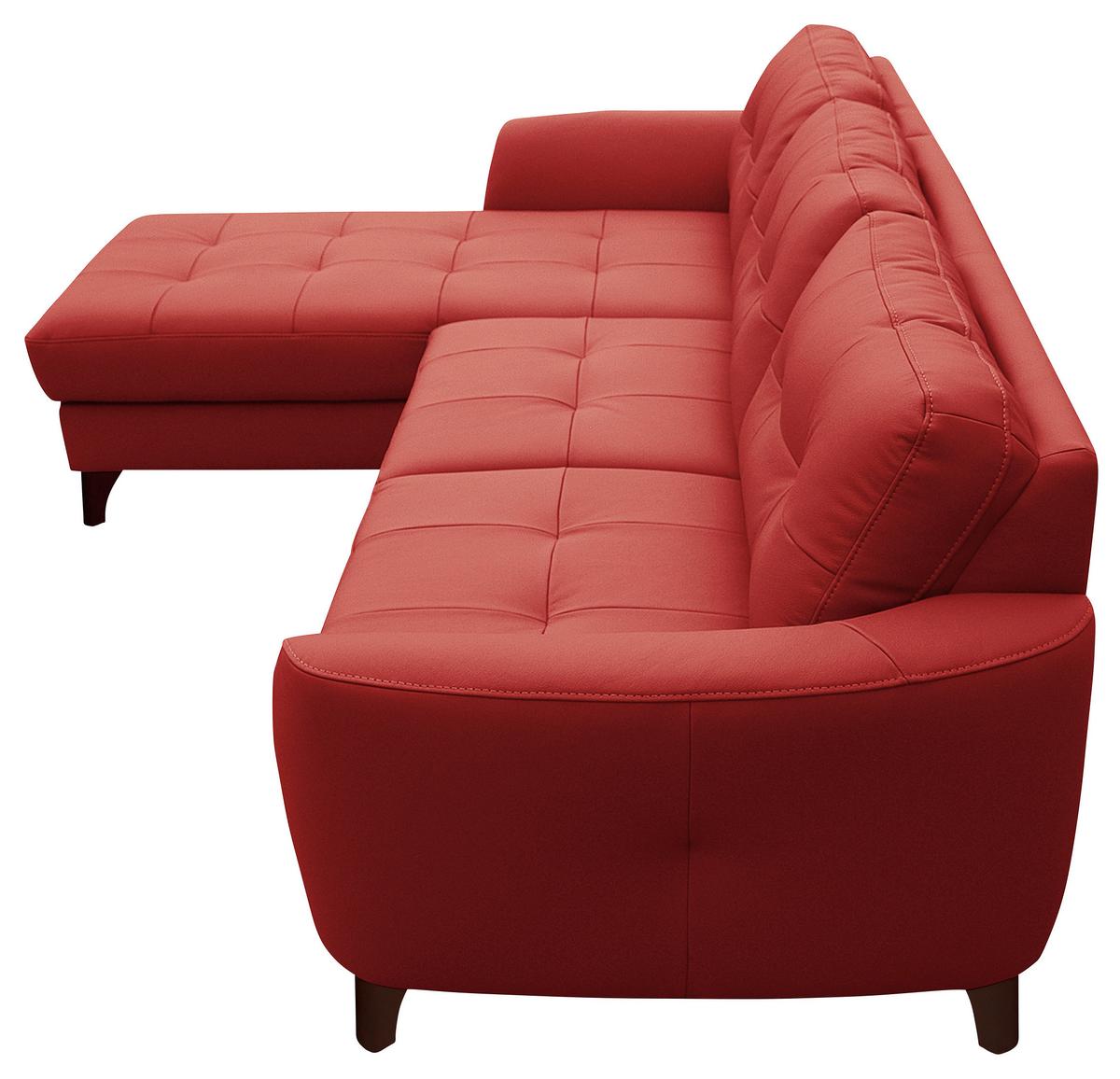 Ecksofa Nordic Rot S: 238x168 cm - Buchefarben/Rot, Design, Leder/Textil (238/168cm) - Livetastic