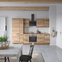 Kuchynská linka 300 cm, dekor dub Havanna - černá/tmavý dub, Moderní, kov/kompozitní dřevo (300cm) - Nobilia