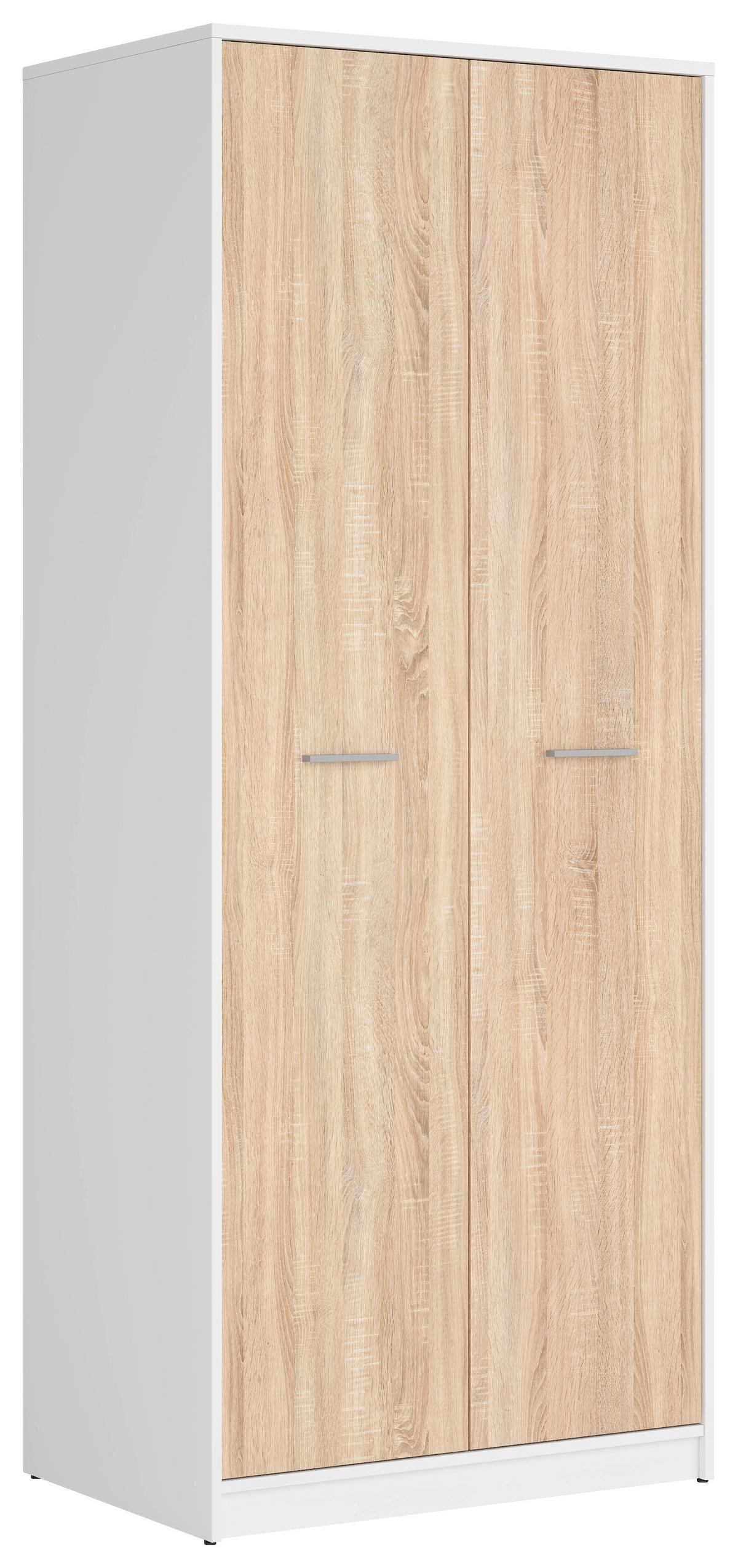 Drehtürenschrank Nepo Plus - Weiß/Sonoma Eiche, MODERN, Holzwerkstoff (80/197/54,5cm) - MID.YOU