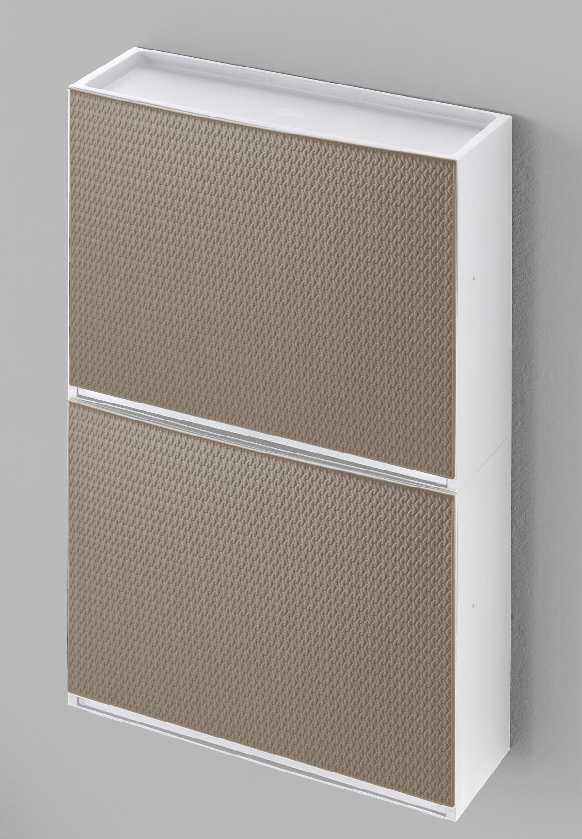 Schuhkipper Strick 2-3 Paare Taupe/weiß B: 16 Cm - Taupe/Weiß, Basics, Kunststoff (51,5/16/39cm)