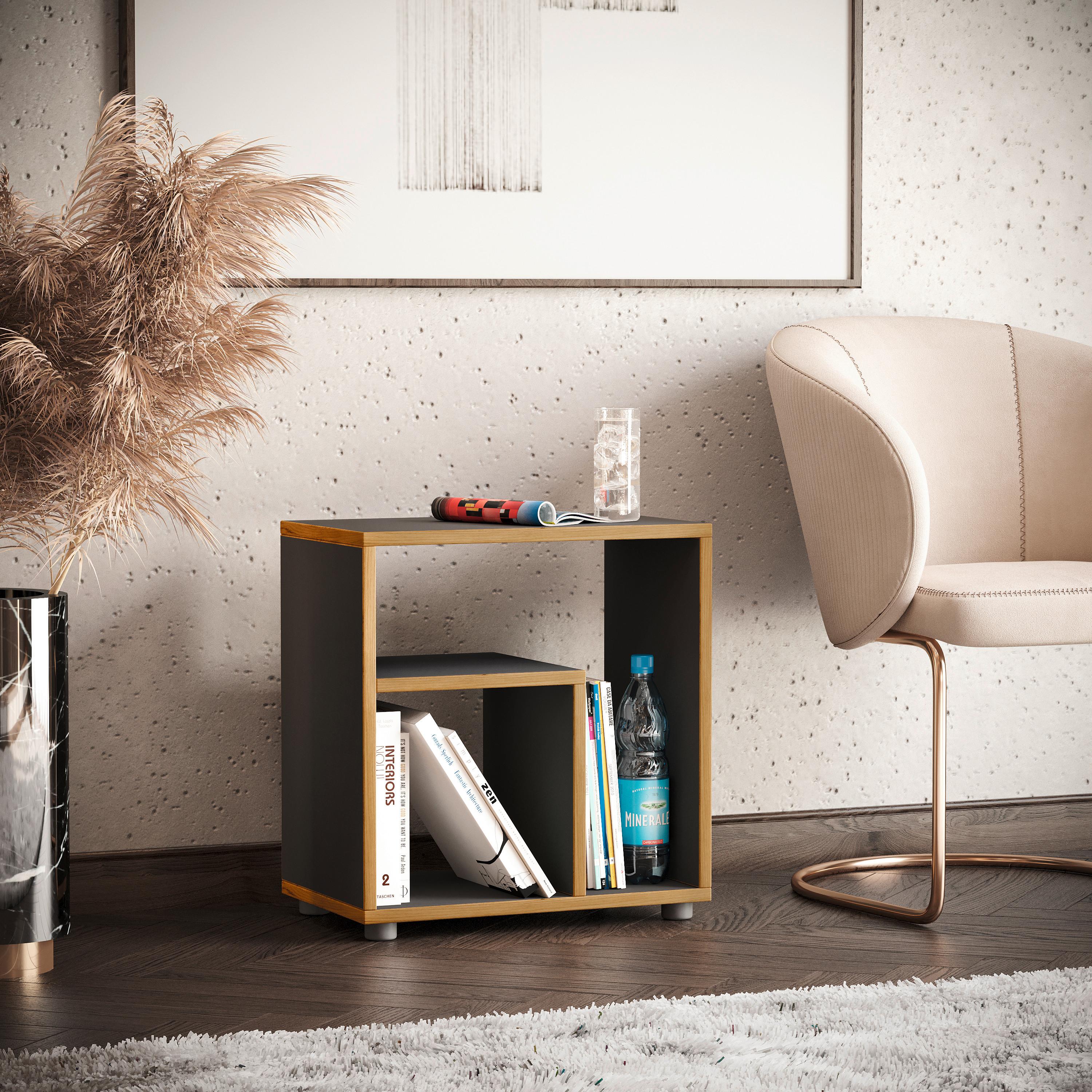 Beistelltisch Zeito Anthrazit/Honigeiche B: 55 cm - Honigeiche/Anthrazit, Design, Holzwerkstoff/Kunststoff (50/55/30cm) - MID.YOU