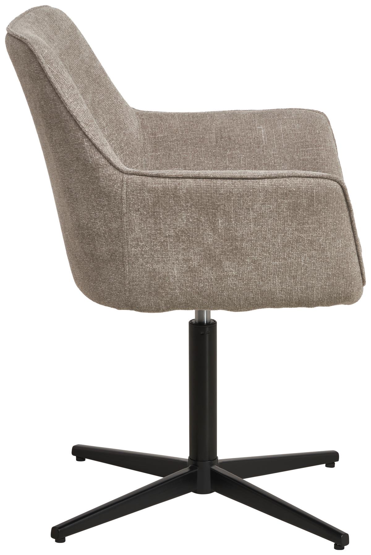 Armlehnstuhl Pat Taupe, Sitzfl. 360° Drehbar - Taupe/Schwarz, KONVENTIONELL, Holz/Textil (60/86.5/61cm) - MID.YOU