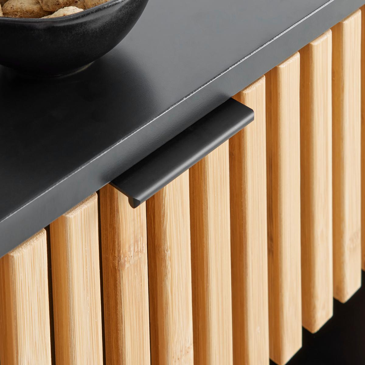 NOČNÝ STOLÍK MADRID - čierna/prírodná farba, Modern, kov/drevo (40/56/35cm)