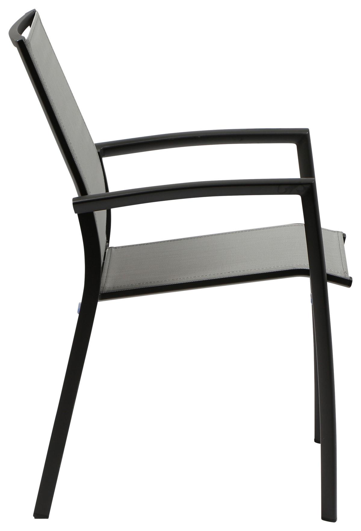 Gartenmöbel Set 5-tlg Aluminium - Anthrazit/Schwarz, KONVENTIONELL, Keramik/Textil - Gardenson