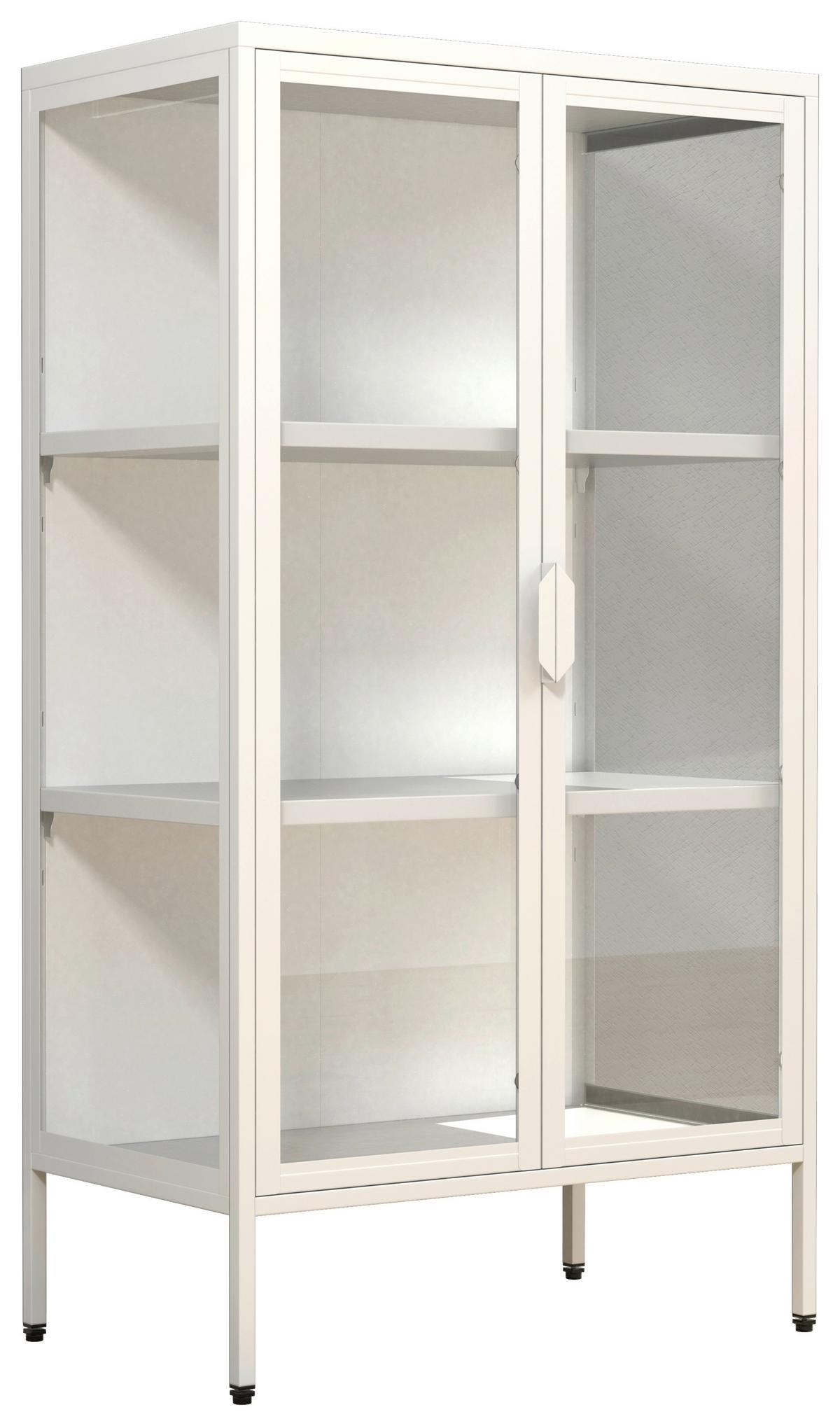 Vitrine Floka Weiß B: 60 cm - Transparent/Weiß, Design, Glas/Metall (60/110/35cm) - MID.YOU