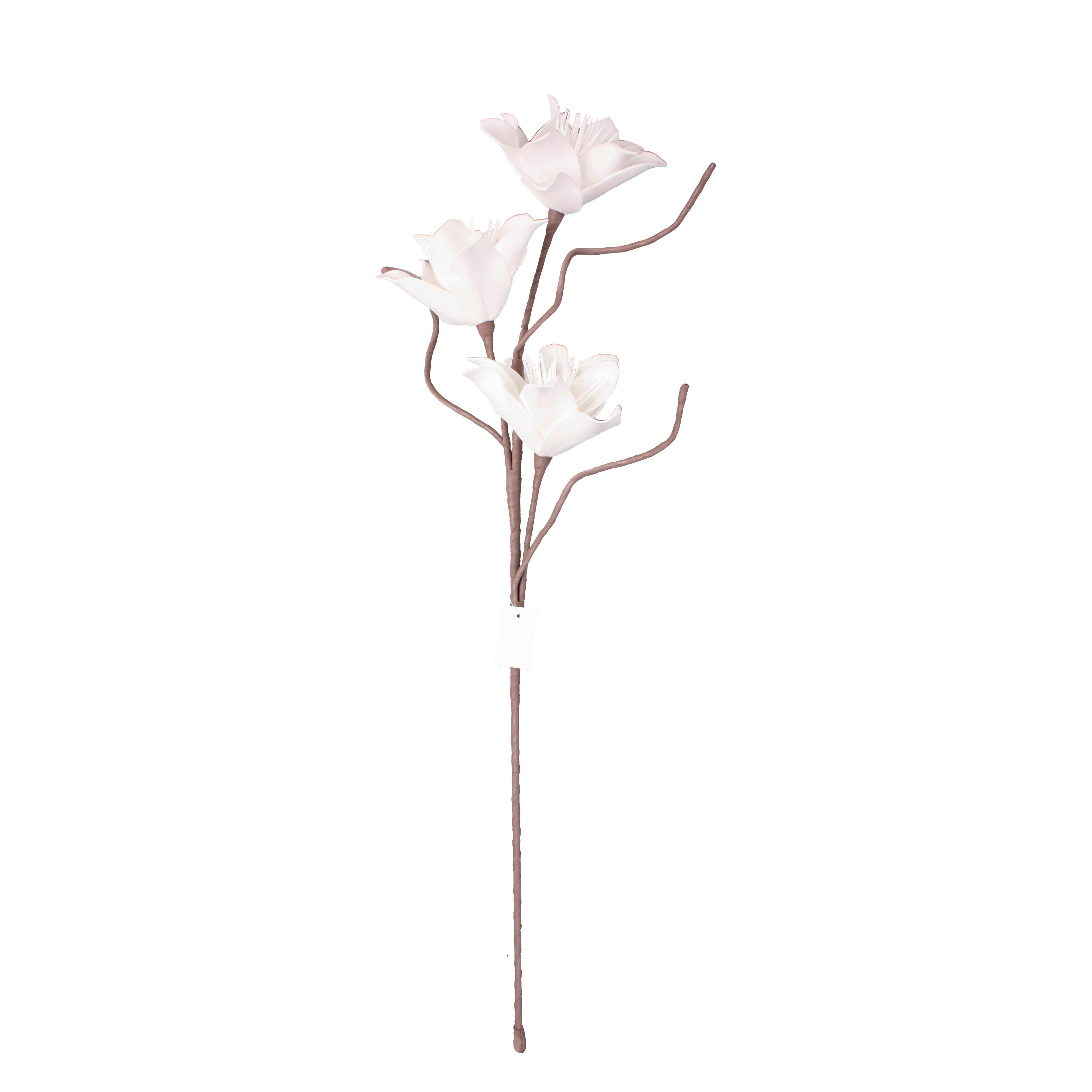 Kunstblume Billie - Braun/Weiß, MODERN, Kunststoff/Metall (80cm) - Luca Bessoni