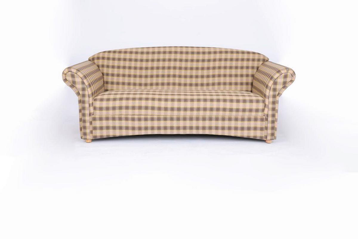 3-Sitzer Loretta, Hellbraun kariert, ca. 204x83x85 cm - Hellbraun/Braun, Basics, Holz/Textil (204/83/85cm)