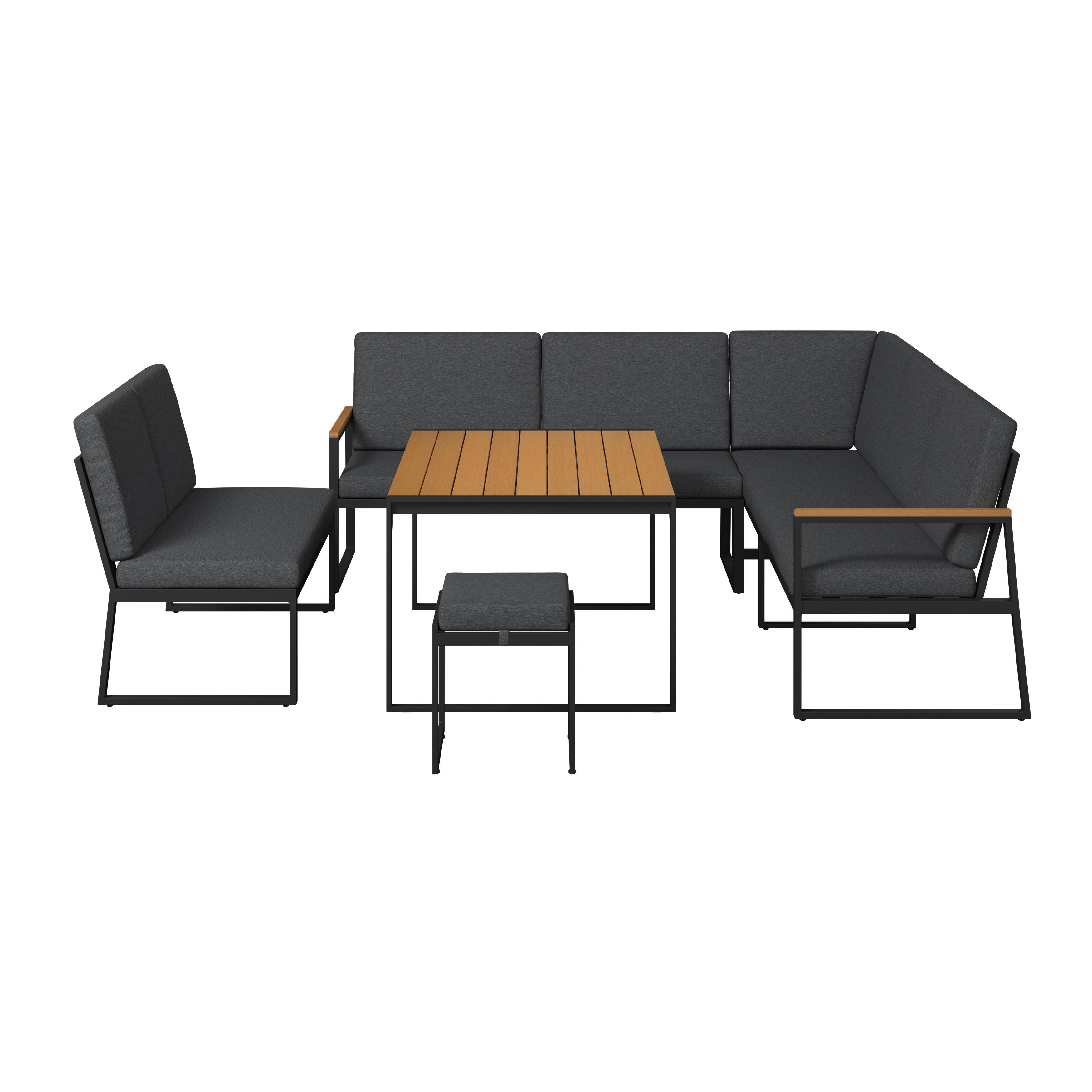 Loungegarnitur Lorca - Anthrazit/Naturfarben, MODERN, Kunststoff/Textil (158/217cm) - Beldano