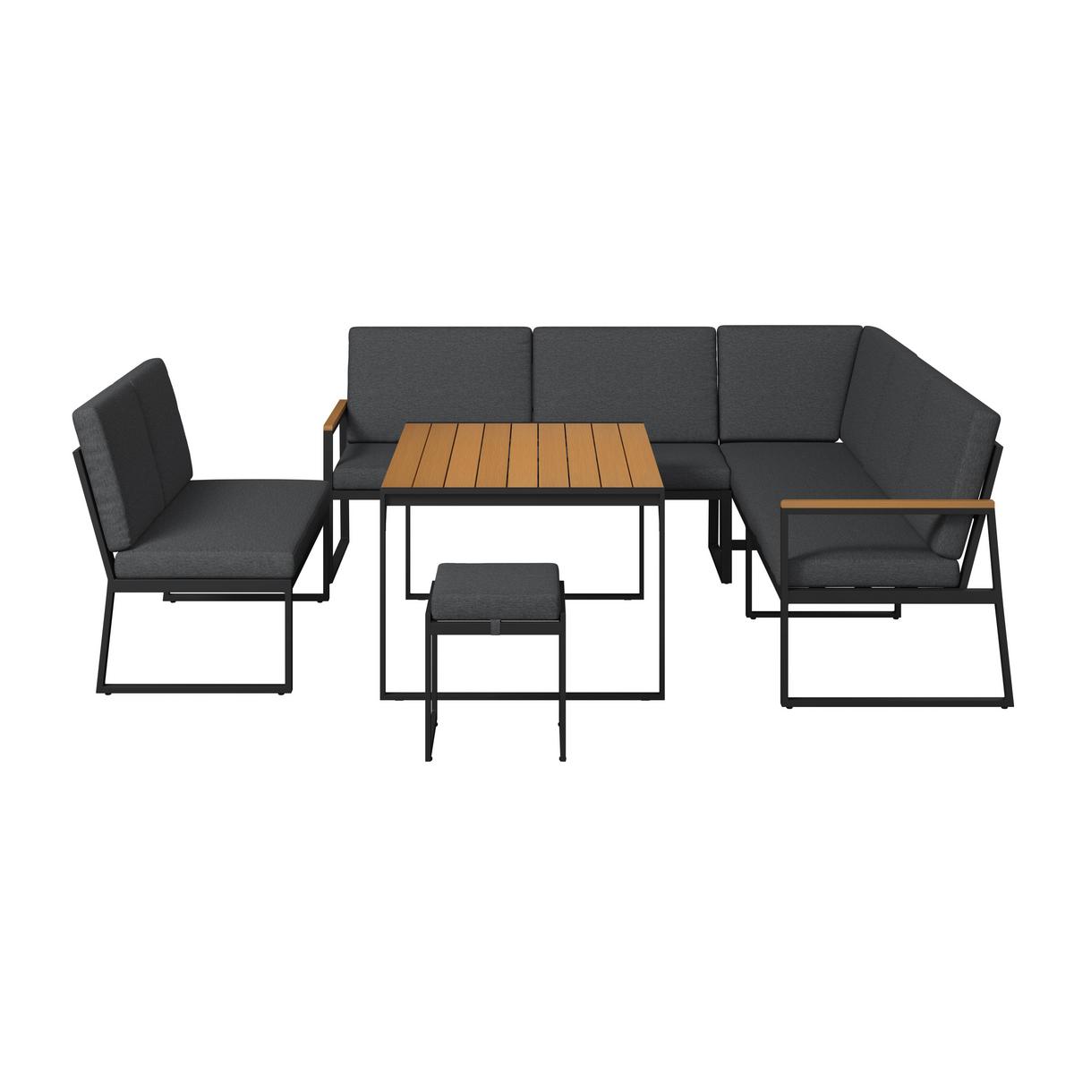 Loungegarnitur Lorca - Anthrazit/Naturfarben, MODERN, Kunststoff/Textil (158/217cm) - Beldano