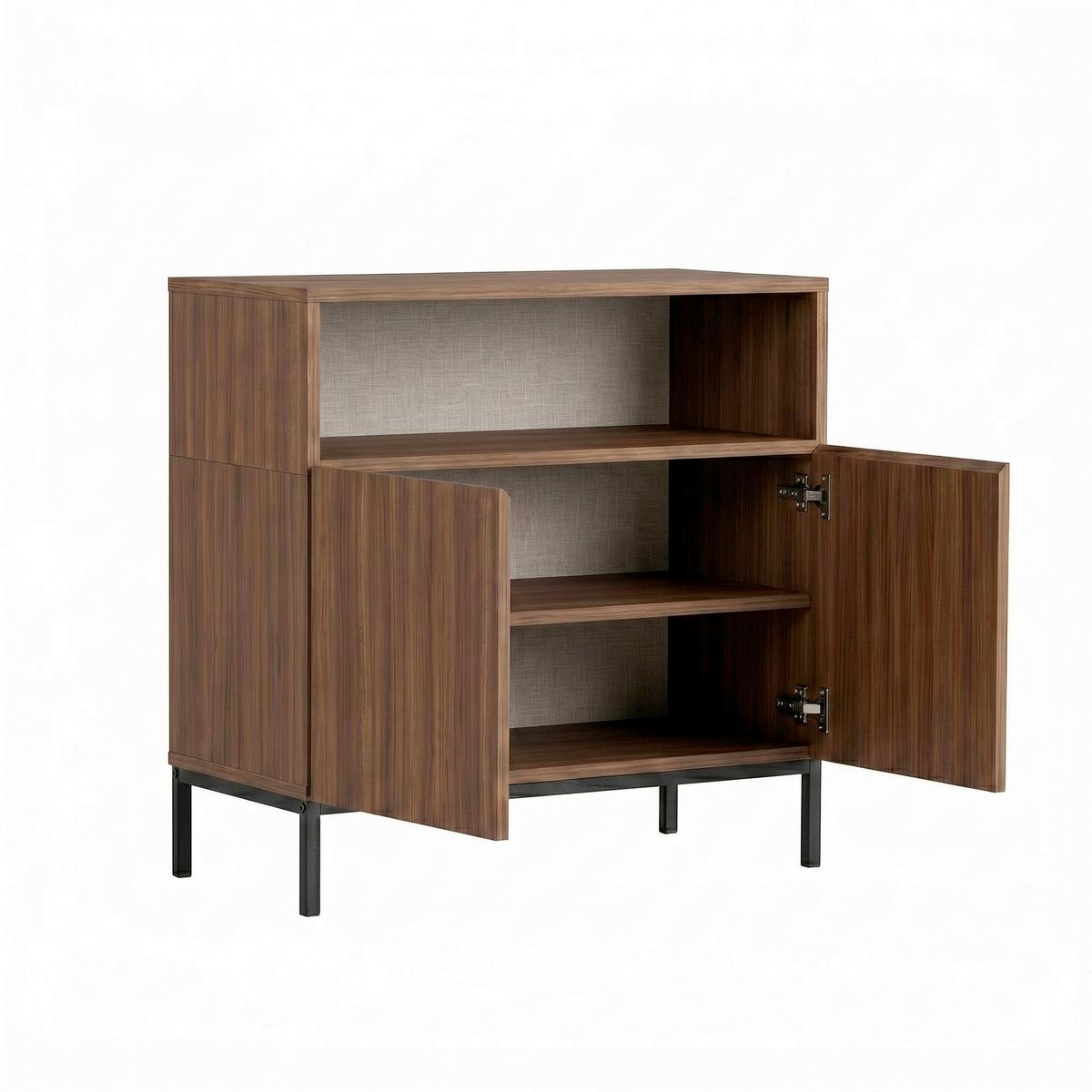 SIDEBOARD Schwarz/Walnussfarben B: 80cm - Walnussfarben/Schwarz, MODERN, Holzwerkstoff (80/80/40cm)