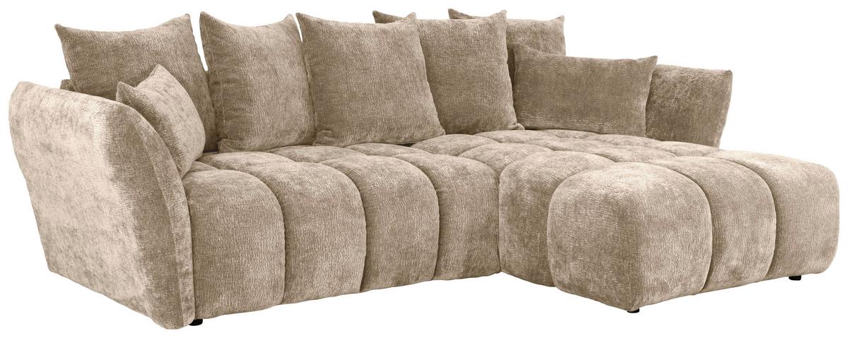 Univerzálna sedačka CAMMELLIO, sivohnedá ženilka, 7 vankúšov - čierna/taupe, Modern, textil (296/189cm) - Mömax