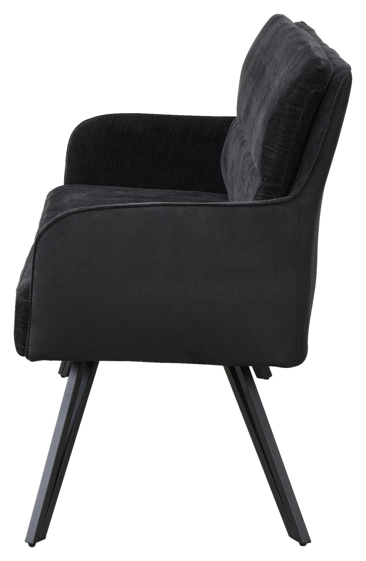 Sitzbank Tino - Schwarz, MODERN, Textil/Metall (160/94/67cm) - MID.YOU