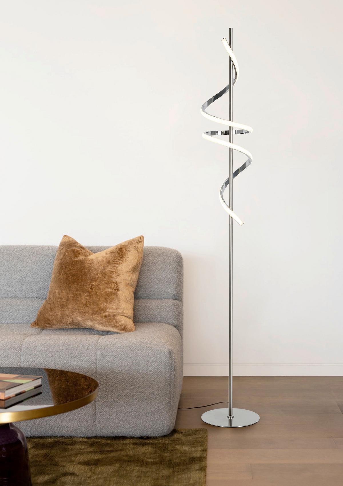 STOJACÍ LED SVÍTIDLO LINA - barvy chromu/barvy niklu, Moderní, kov/plast (23/23/151cm) - Mömax