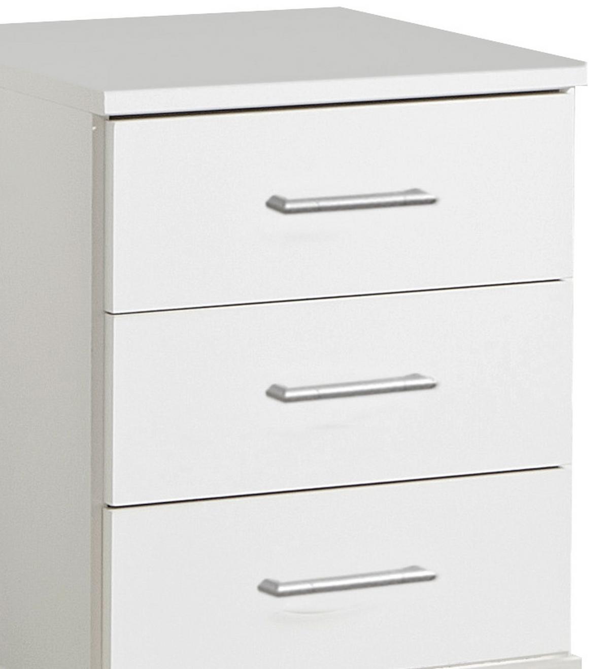 Komoda OSAKA šírka 46cm - biela/hliníková, Konventionell, kompozitné drevo/plast (46/55/40cm) - MID.YOU