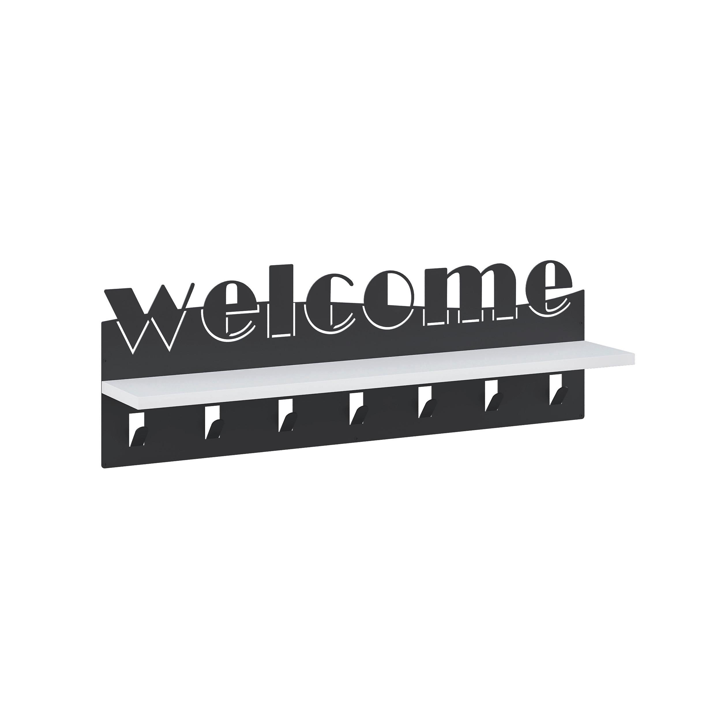 Wandgarderobe Welcome Hanger, Weiß B: 86 Cm - Weiß, Design, Holzwerkstoff/Metall (86/27/15cm) - Livetastic