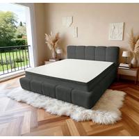 Polsterbett Noe Anthrazit, Lf: 140x200 cm - Anthrazit/Schwarz, Trend, Textil/Metall (140/200cm)