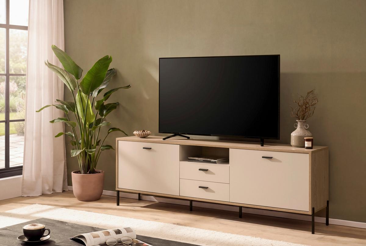 Lowboard Fredericia Eichefarben Kaschmir B: 196 cm - Kaschmir/Eichefarben, Design, Holzwerkstoff (196/65/40cm) - MID.YOU