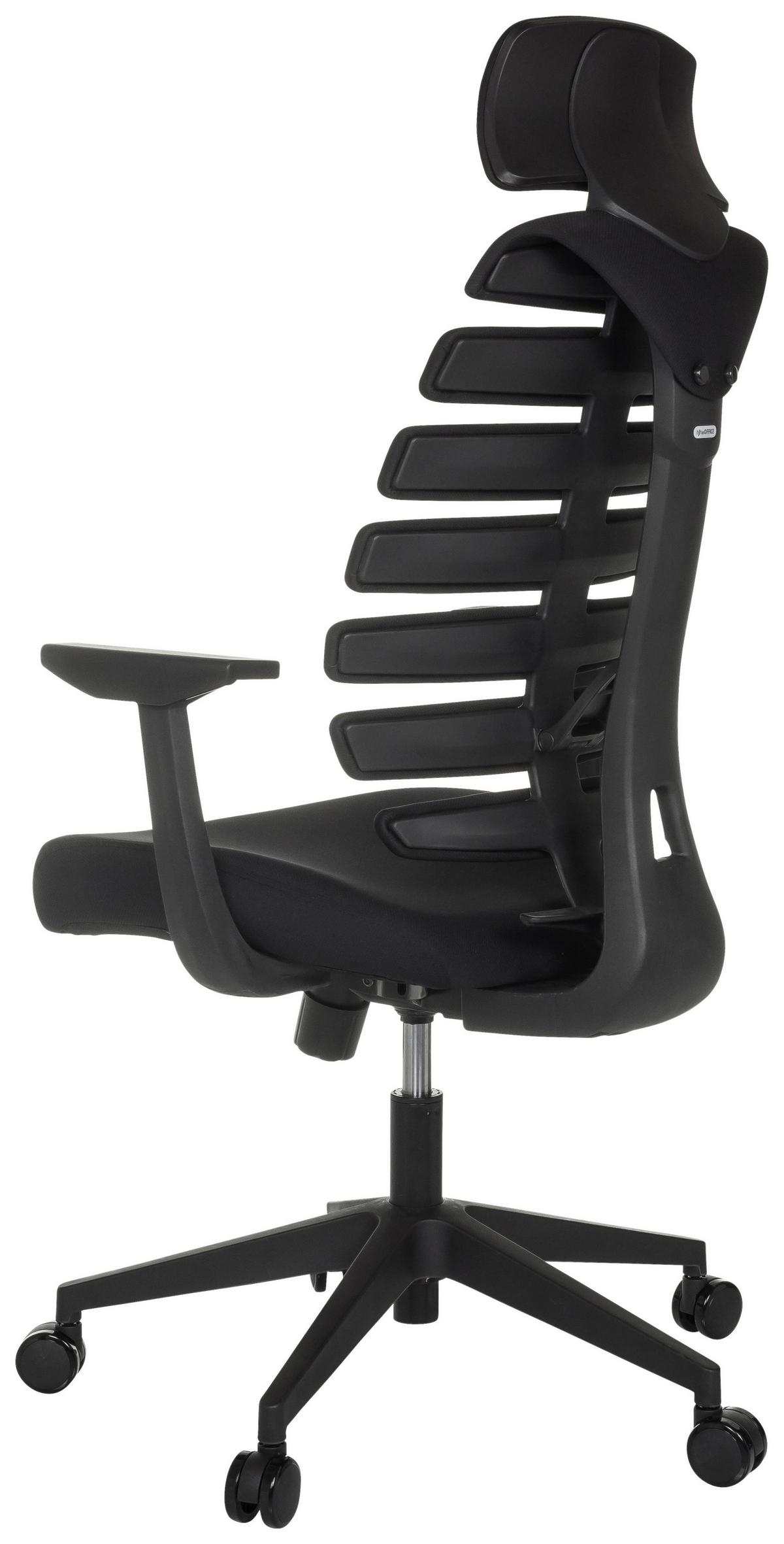 Drehstuhl Ergo Line Eco Schwarz B: 64 cm - Schwarz, MODERN, Kunststoff/Textil (64/120 - 130/62cm) - MID.YOU