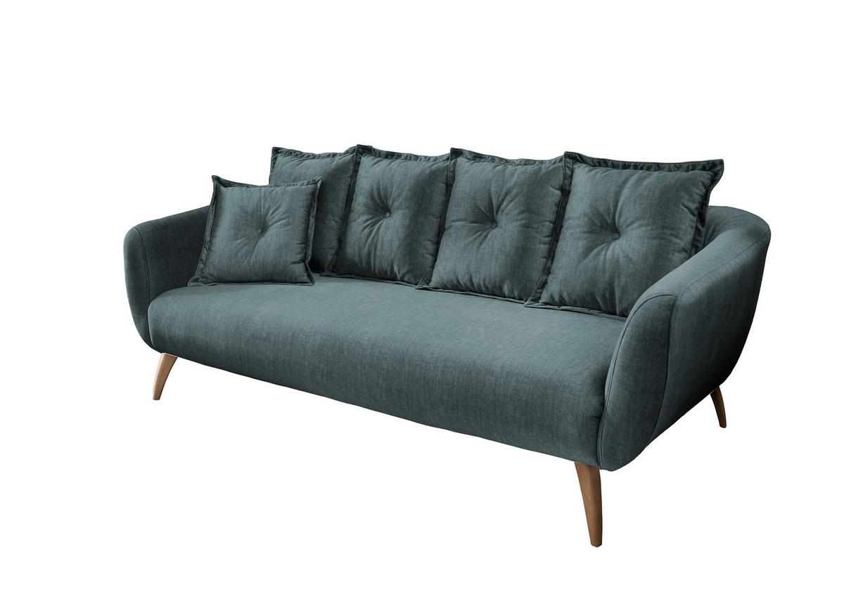 3-Sitzer-Sofa Baggio Dblau,grün B:236 cm - Blau/Buchefarben, MODERN, Textil (236/94/103cm) - Livetastic