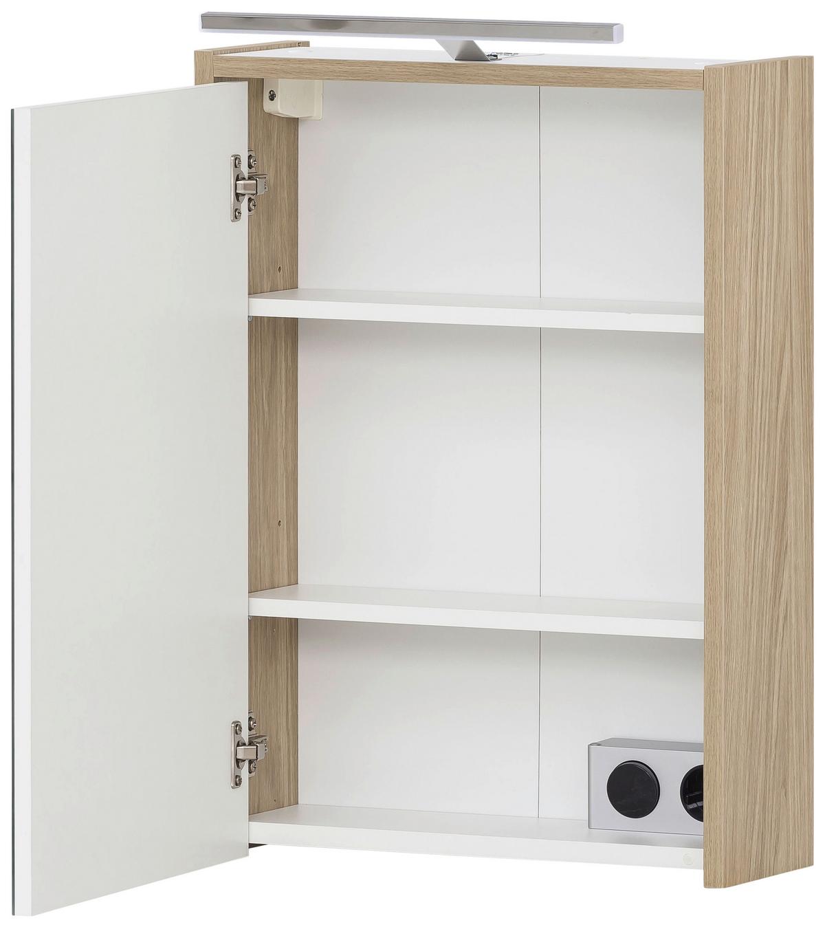 Spiegelschrank Flag Mit Led 1-Türig Bxhxt: 43,5x64x16 Cm - Eichefarben, MODERN, Glas/Holzwerkstoff (43,5/64/16cm) - MID.YOU