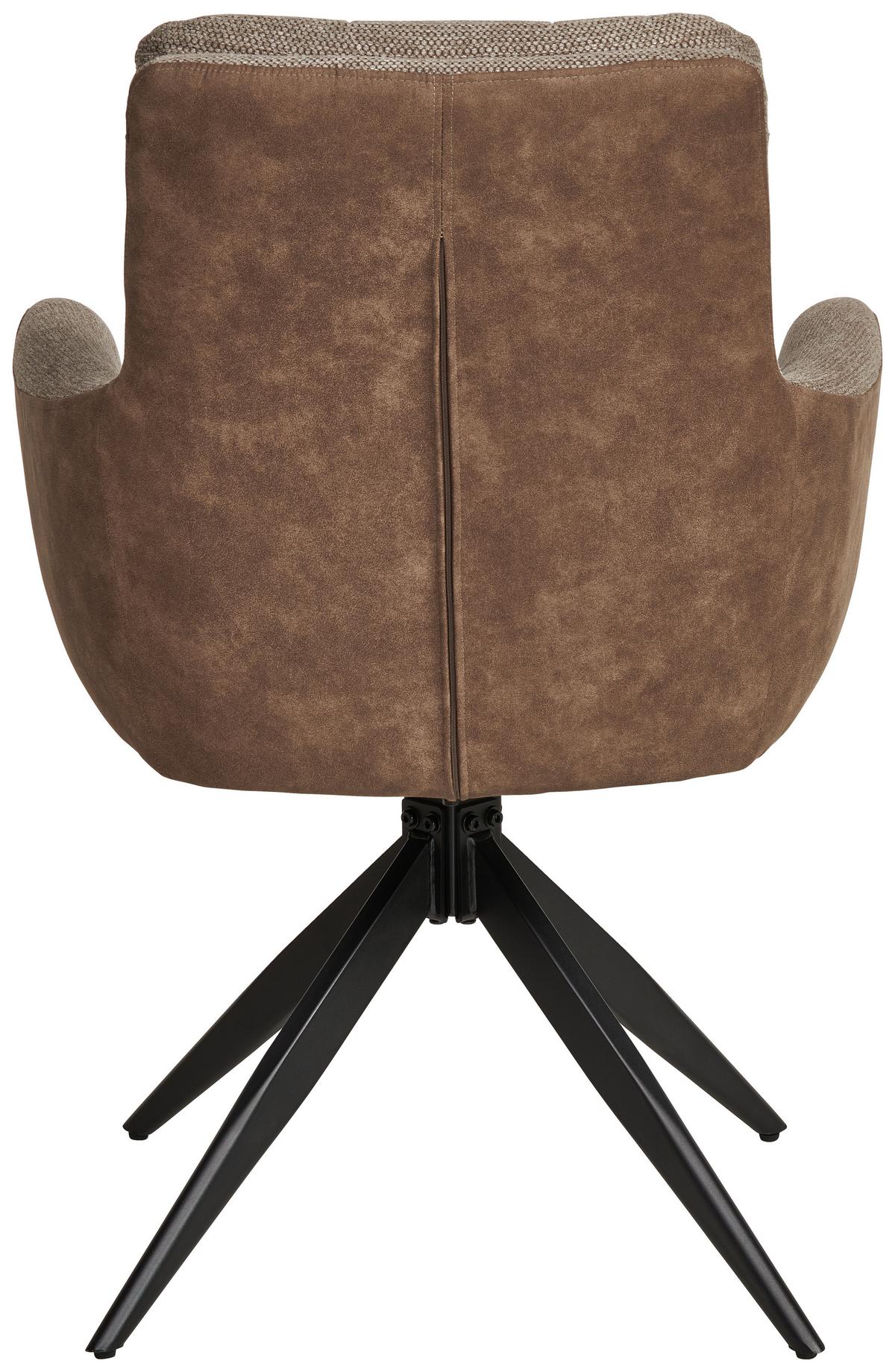 Armlehnstuhl Naim, Braun B: 60 Cm, 180° Drehbar - Schwarz/Braun, KONVENTIONELL, Holz/Textil (60/93/66cm) - MID.YOU