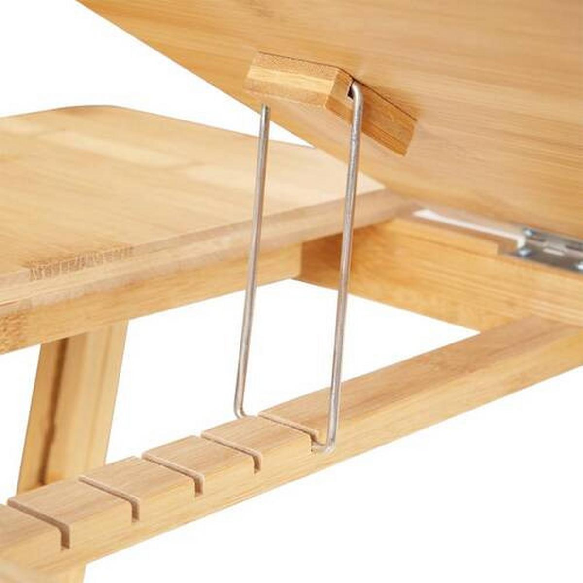 Laptoptisch Bambus mit Lade B: 35 cm, H: 21-29 cm - Hellbraun/Naturfarben, Basics, Holz (66-75/35/21-29cm) - Boxxx
