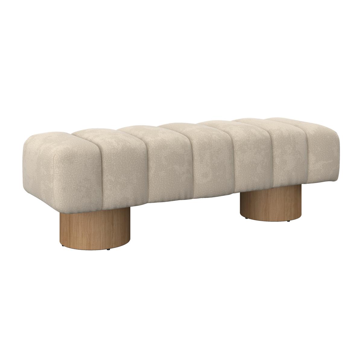 Sedací lavice ALINA, krémová žinylka - krémová/přírodní barvy, Moderní, dřevo/kompozitní dřevo (140/45/45cm) - Bessagi Home