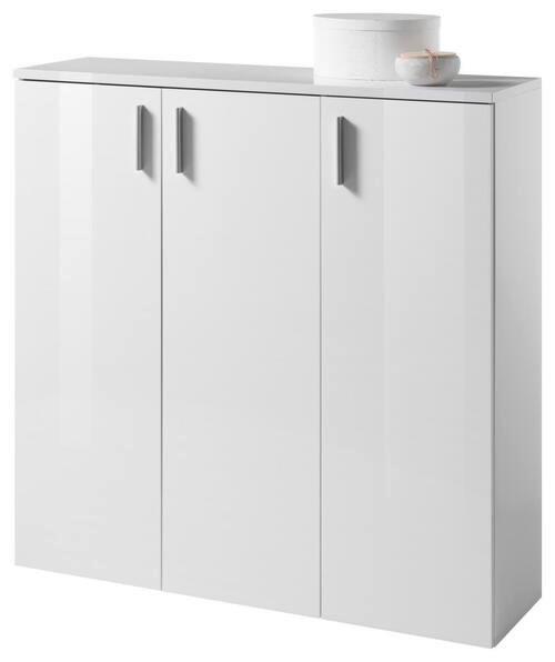 Schuhschrank Lincoln Weiß Dekor 3-Türig B: 120 cm - Weiß, MODERN, Holzwerkstoff (120/120/35cm) - MID.YOU