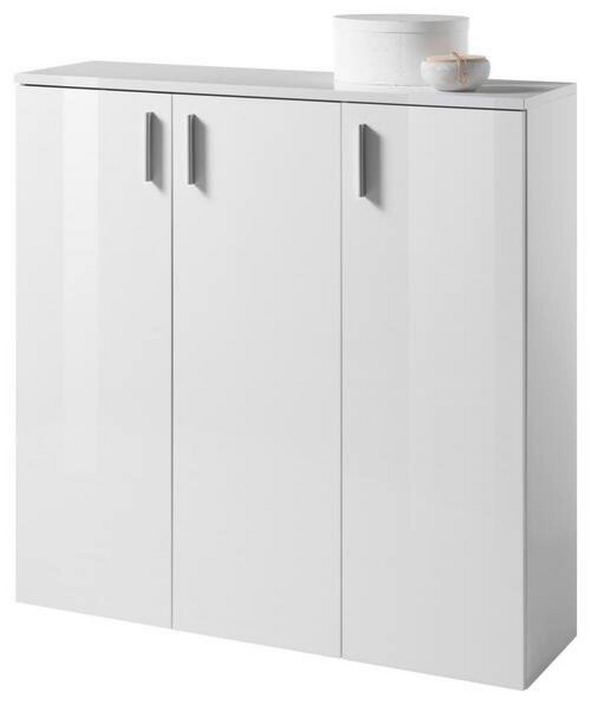 Schuhschrank Lincoln Weiß Dekor 3-Türig B: 120 cm - Weiß, MODERN, Holzwerkstoff (120/120/35cm) - MID.YOU
