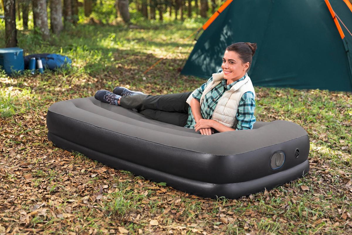 Luftbett Noah 191x97x36 cm Bis 150kg, inkl. Pumpe - Dunkelgrau/Schwarz, KONVENTIONELL, Kunststoff/Metall (191/97/36cm) - Bestway