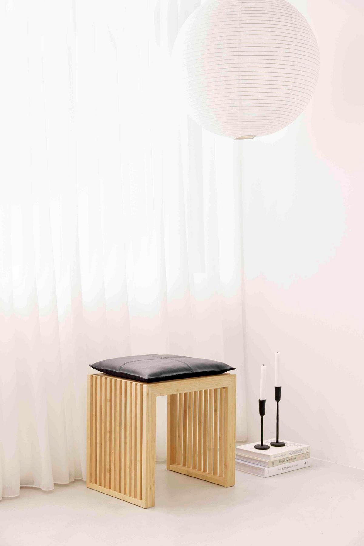 HOCKER RIB - Beigebraun, KONVENTIONELL, Holz (45/43/35cm) - MID.YOU