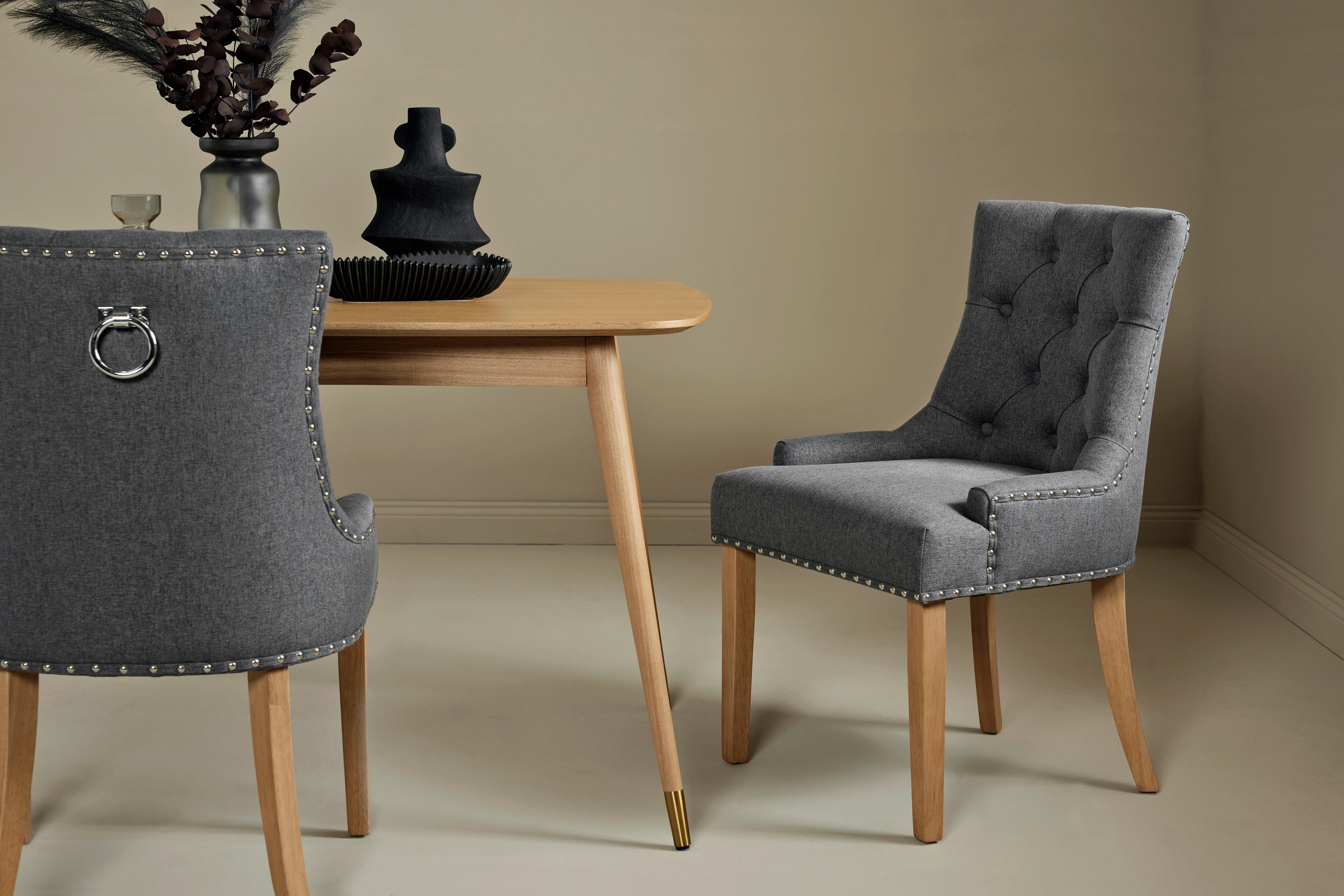 Stuhl Savik Devon Grau/Eichefarben B: 56 cm - Eichefarben/Grau, MODERN, Holz/Textil (56/62,5/91cm) - Livetastic