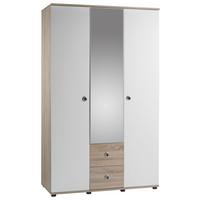 Kombischrank Wiki 115cm Eiche Dekor/weiß - Weiß/Sonoma Eiche, KONVENTIONELL, Glas/Holzwerkstoff (115/190/52cm)