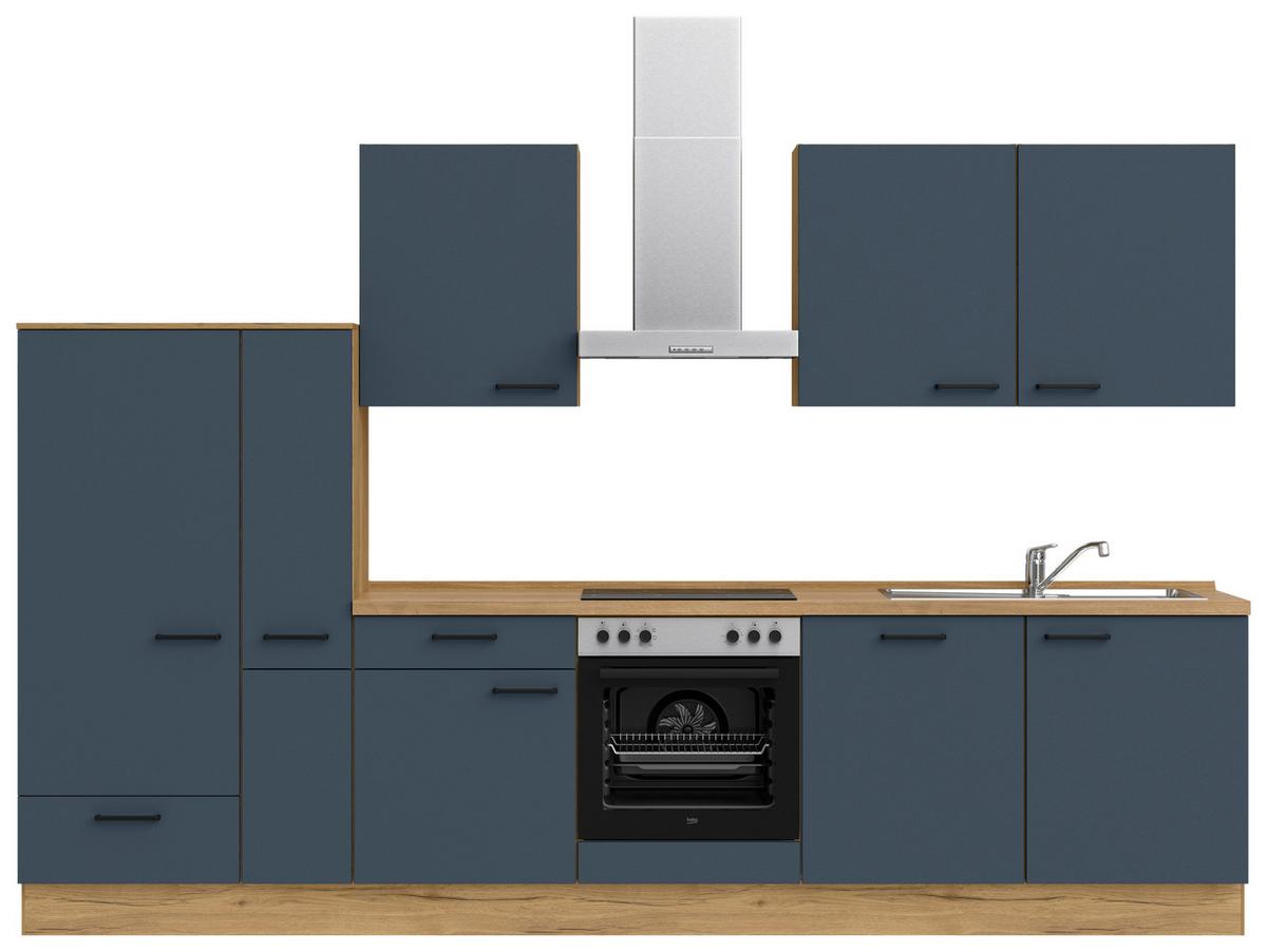 Küchenleerblock Easytouch Low-Line, L11 Links - Blau/Eichefarben, MODERN, Holzwerkstoff (330cm) - Nobilia