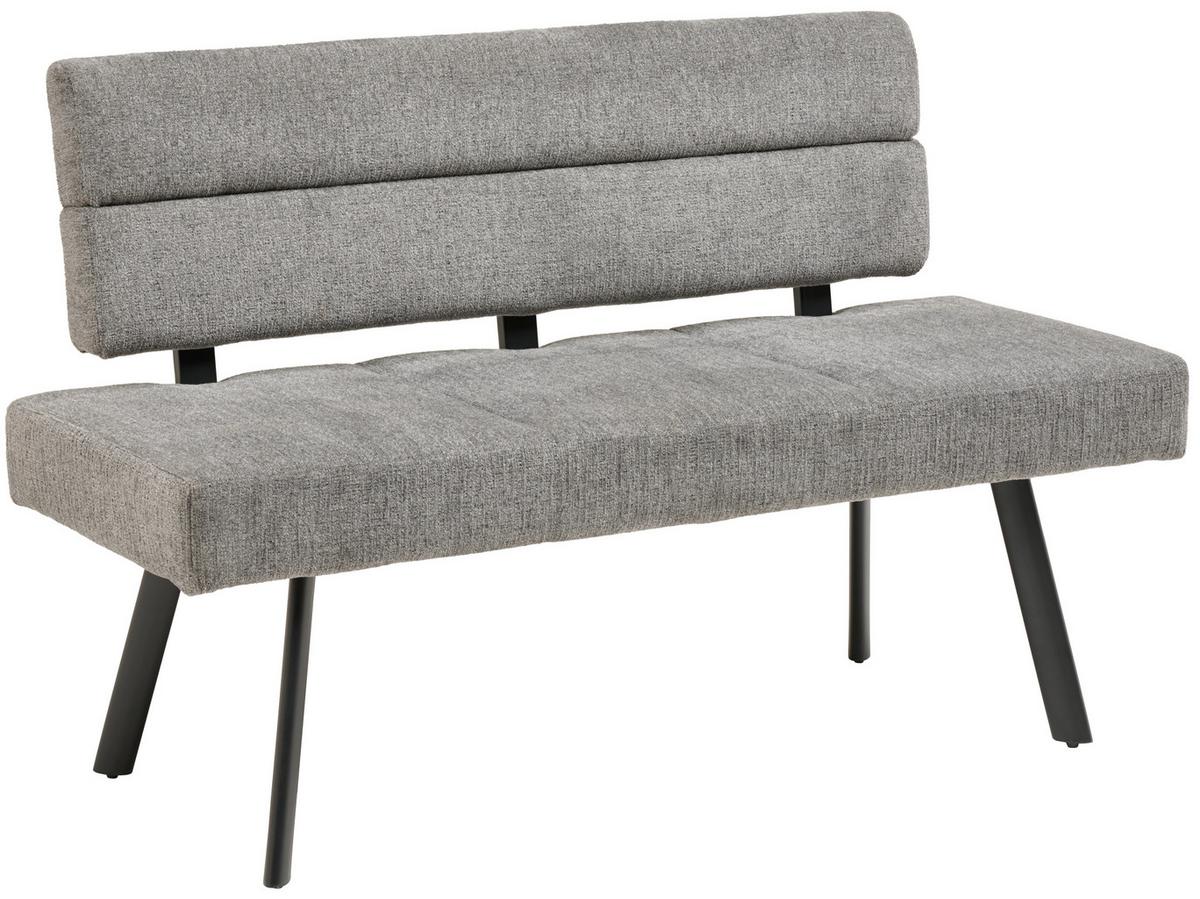 Sitzbank Paros mit Lehne Anthrazit, B: 140 cm - Anthrazit/Schwarz, KONVENTIONELL, Textil/Metall (140/88/62cm) - MID.YOU